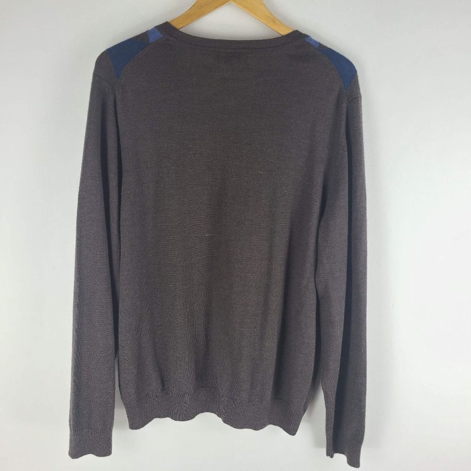 Apt. 9 Apt 9 Merino Wool Blend Argyle V Neck Sweater Brown Size XL Size US XL / EU 56 / 4 - 7 Thumbnail