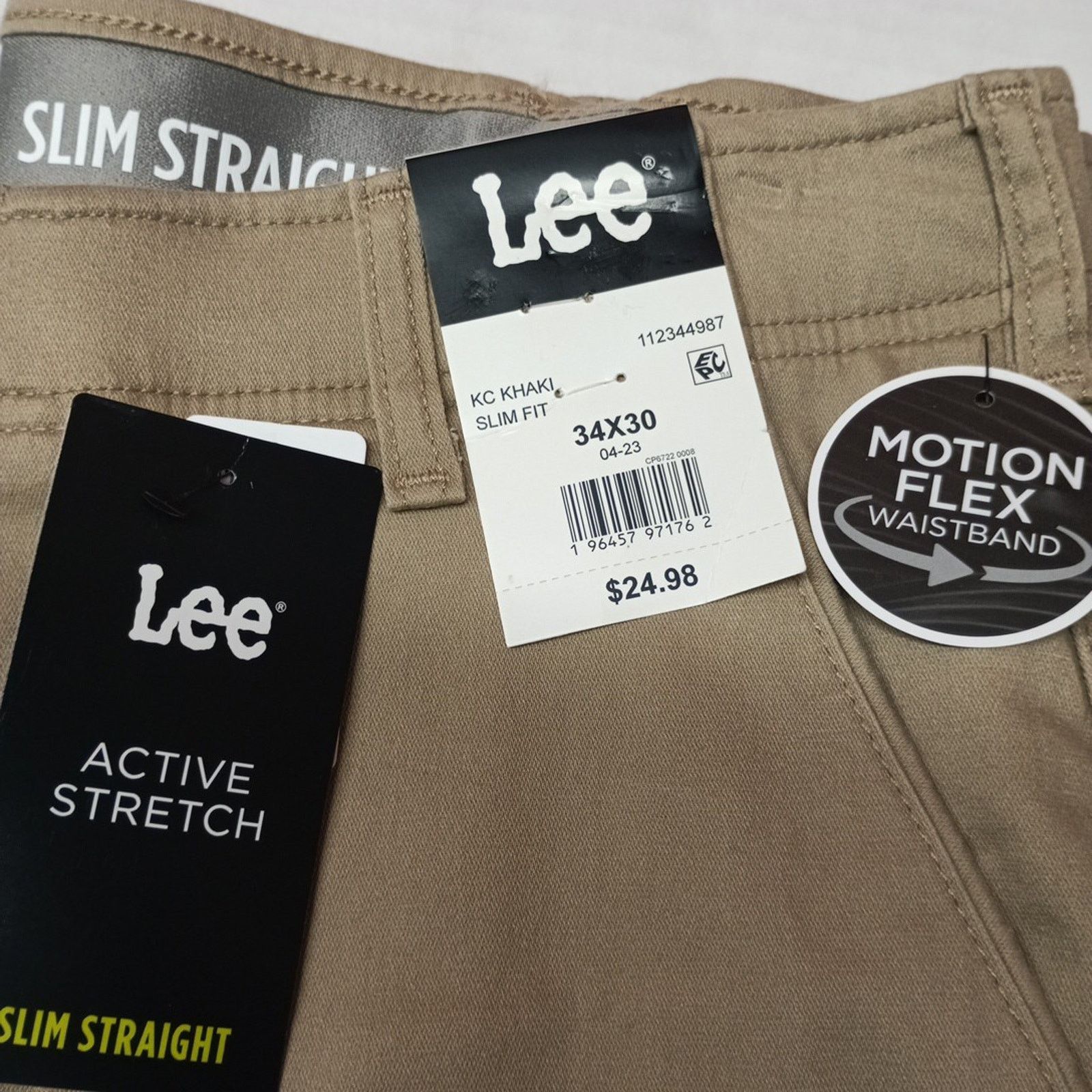 Lee Lee Flat Front Chino Pants Men's 34x30 Khaki Slim Fit Size US 34 / EU 50 - 2 Thumbnail