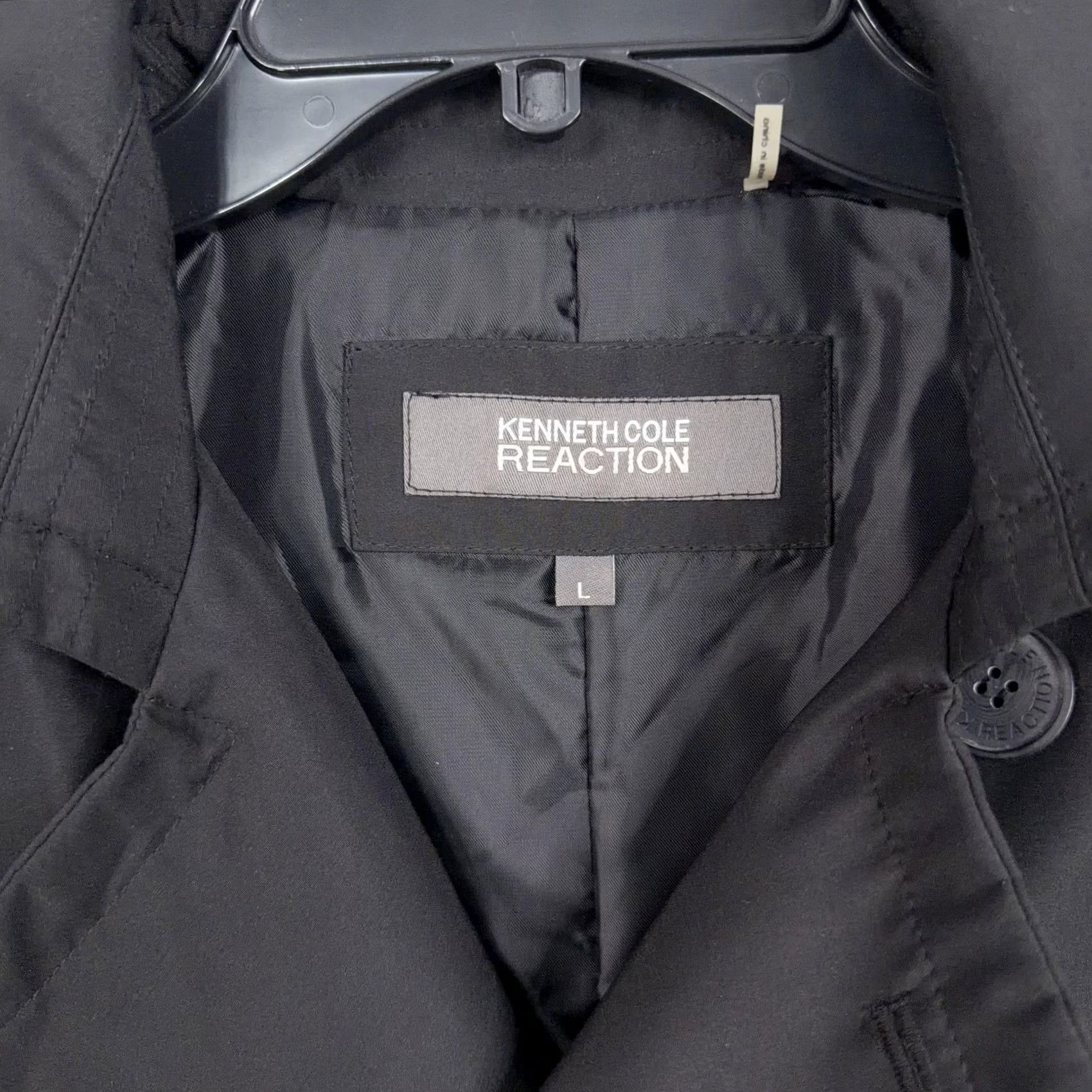 Kenneth Cole Kenneth Cole Reaction Coat Mens Large Black Pea Coat Insulated Button Front Lined Padded Polyester Size US L / EU 52-54 / 3 - 4 Thumbnail