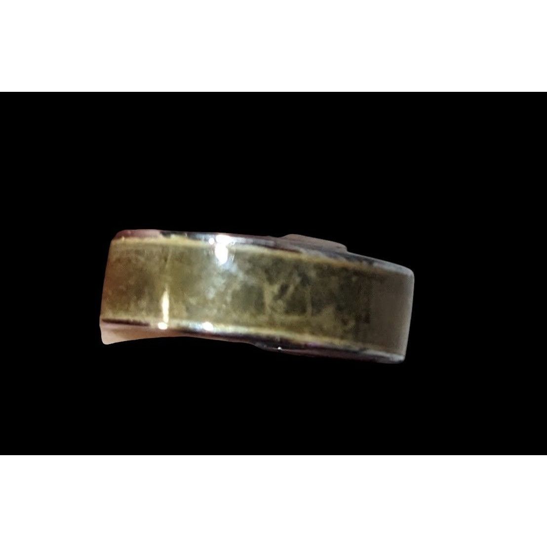 Other Casual Grunge Silver Tone Crackled Green/Brown Inlay Ring Si Size ONE SIZE - 3 Thumbnail