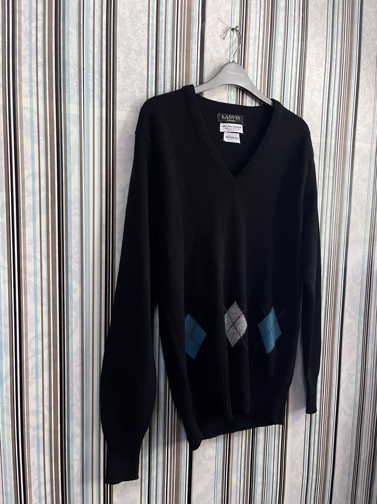 Lanvin 1990s intarsia lambwool abstract art #F2 Size US S / EU 44-46 / 1 - 2 Thumbnail