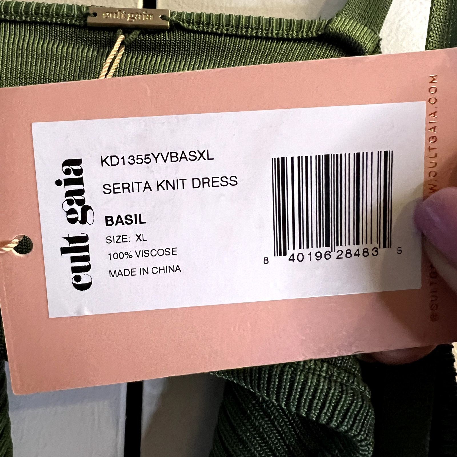 Cult Gaia Serita Knit Midi Dress Size XL Basil Green - crrs.pl