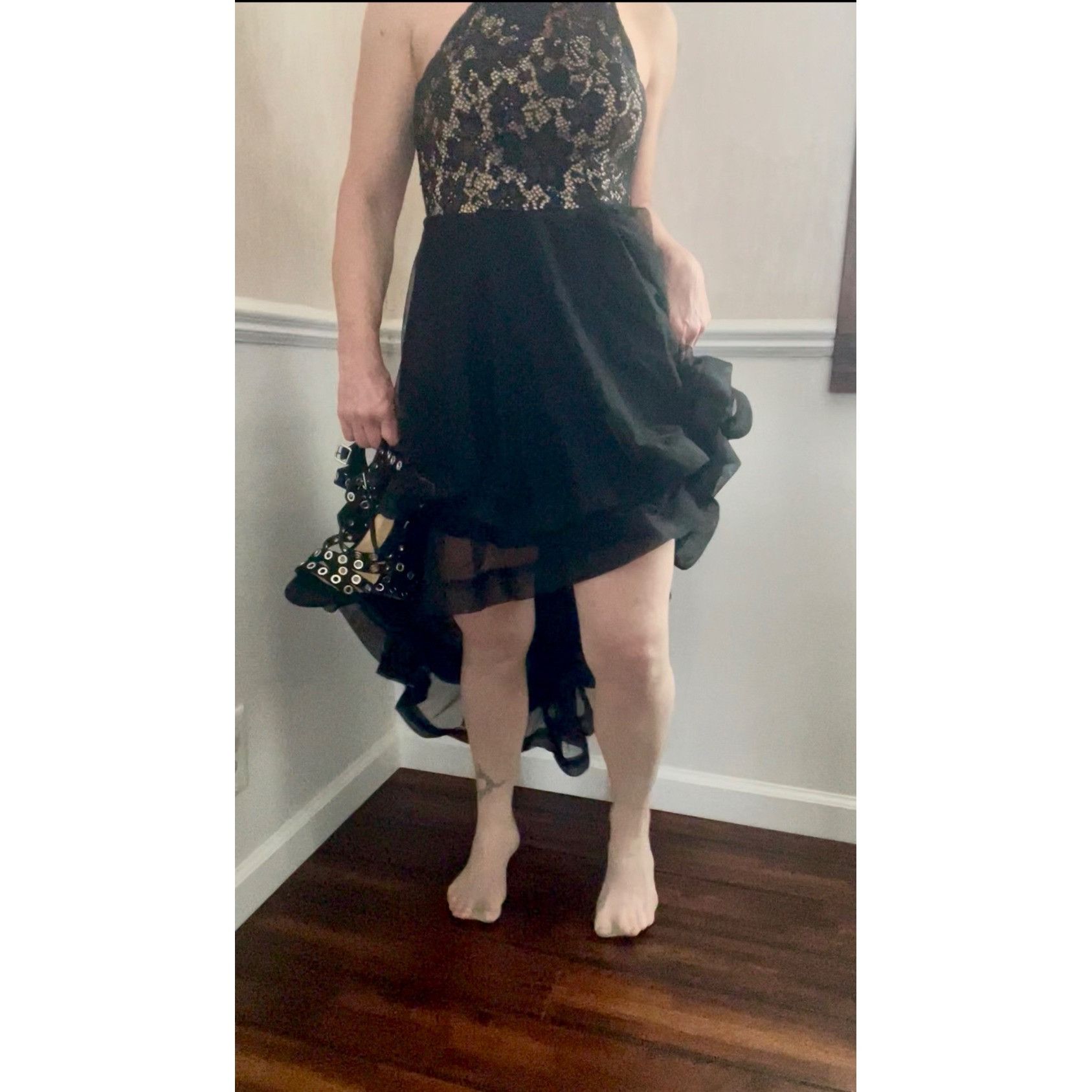 Other Speechless Black Lace & Mesh High-Low Dress Size 1 Size S / US 4 / IT 40 - 2 Thumbnail