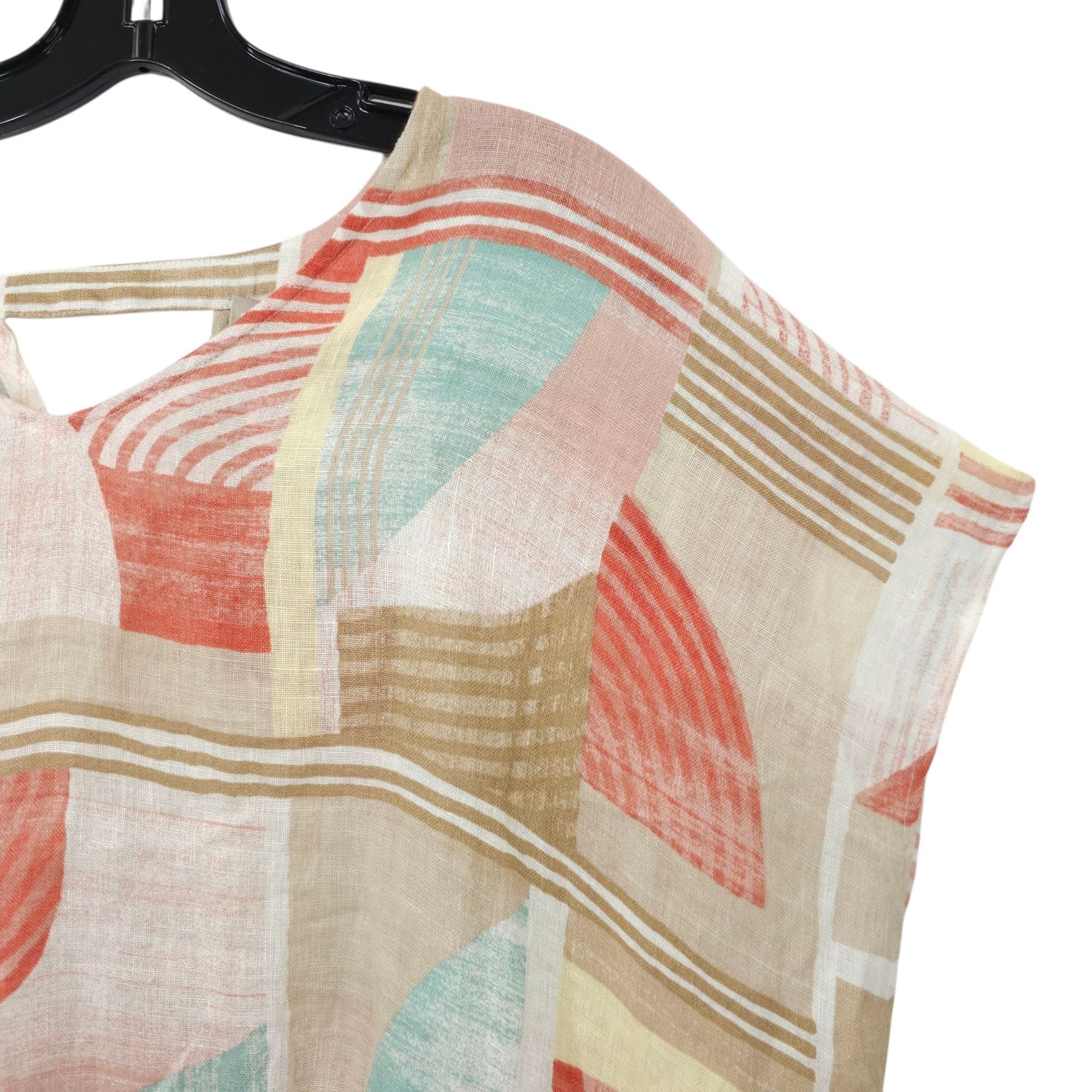 Chicos Chicos Linen Poncho Blouse Womens Size S/M Geometric Keyhole Size S / US 4 / IT 40 - 10 Thumbnail