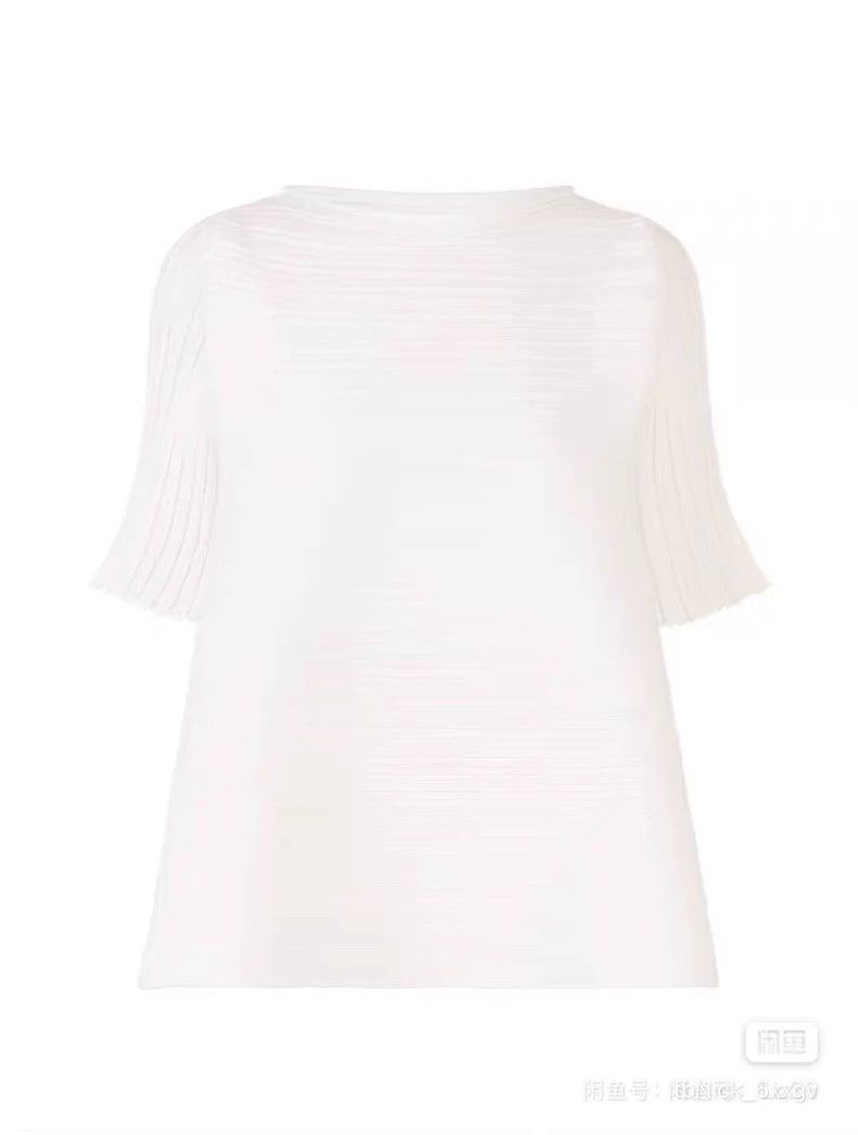 Issey Miyake Issey Miyake White pleated short-sleeved shirt Size M / US 6-8 / IT 42-44 - 3 Thumbnail