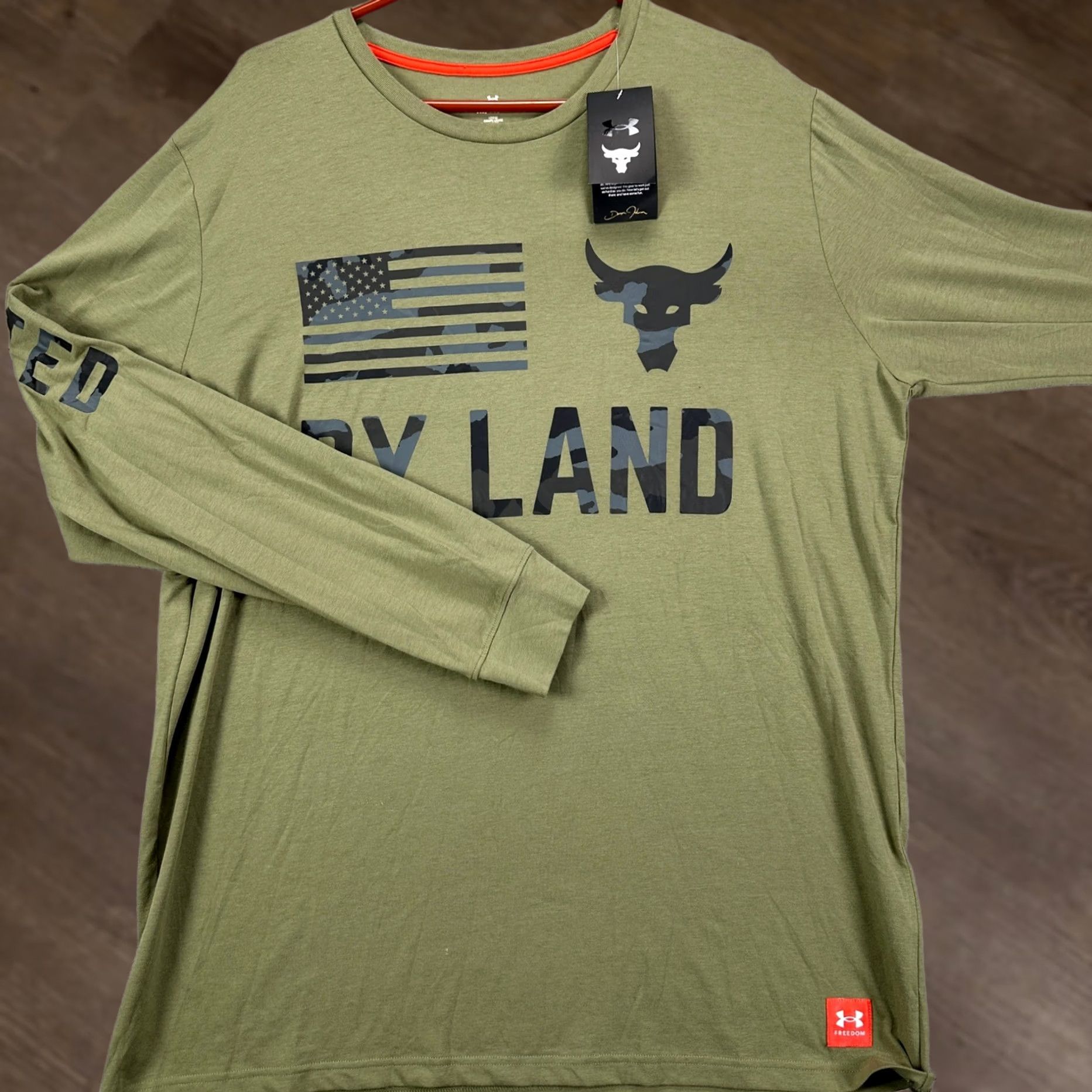 Under Armour Under Armour Project Rock T-Shirt Tee Mens XL Green Black America Patriotic NEW Size US XL / EU 56 / 4 - 1 Thumbnail