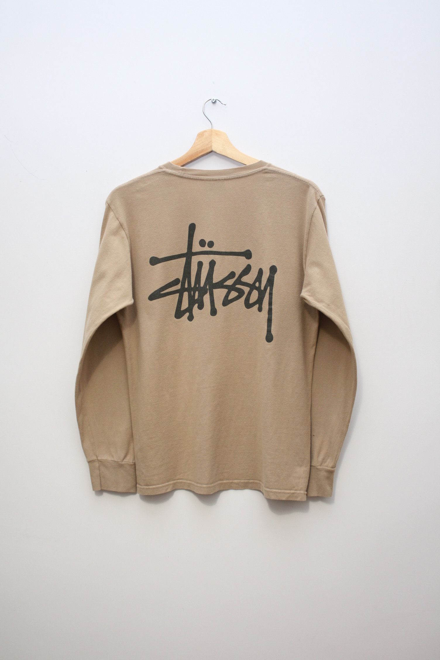 Stussy Stussy Beige Longsleeve Logo Tee Men's Small Size US S / EU 44-46 / 1 - 1 Thumbnail