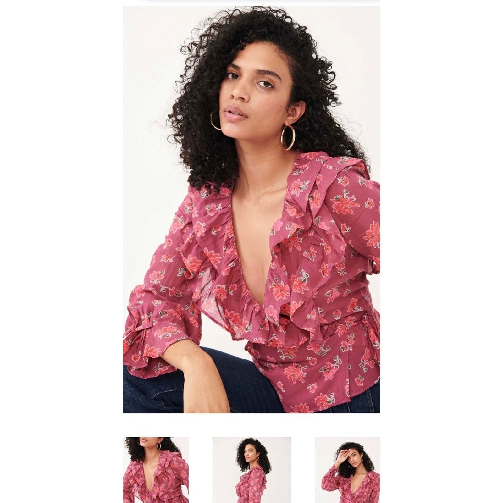 Free People Amanda Women Wrap Top Sultry Comb Size M A002072