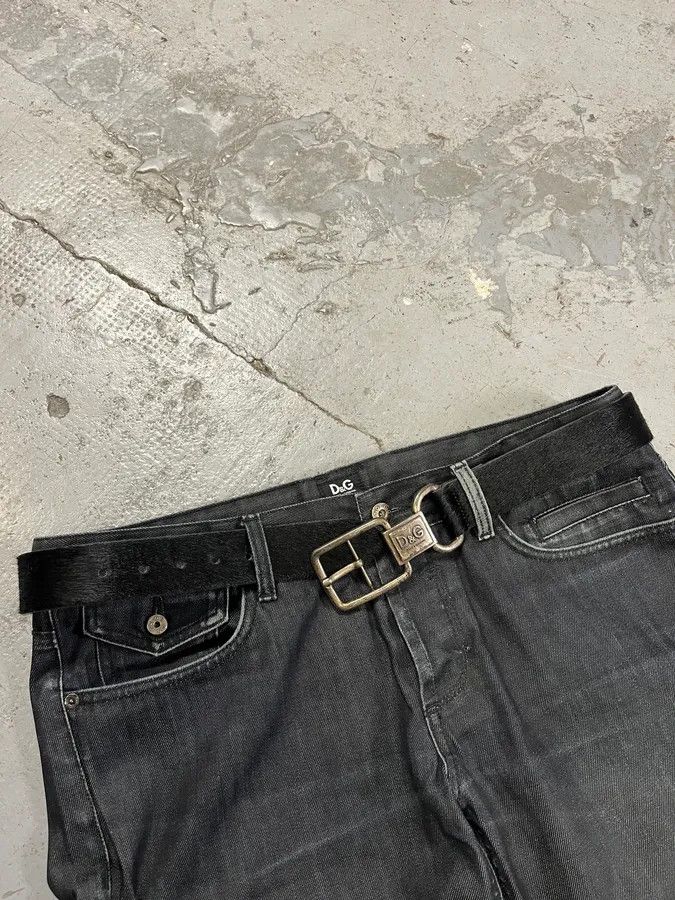 Dolce & Gabbana 2000s Dolce & Gabbana Pony Hair Black Leather Belt Size ONE SIZE - 3 Thumbnail