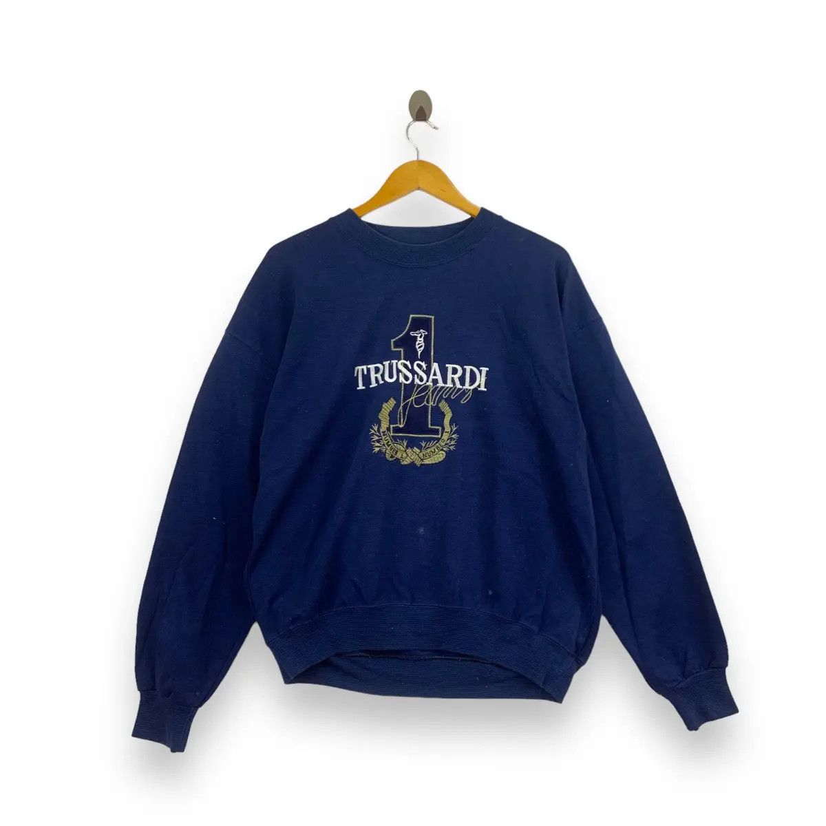 Trussardi Vintage TRUSSARDI ITALY Embroidered No 1 Sweatshirt Size XL / US 12-14 / IT 48-50 - 2 Thumbnail
