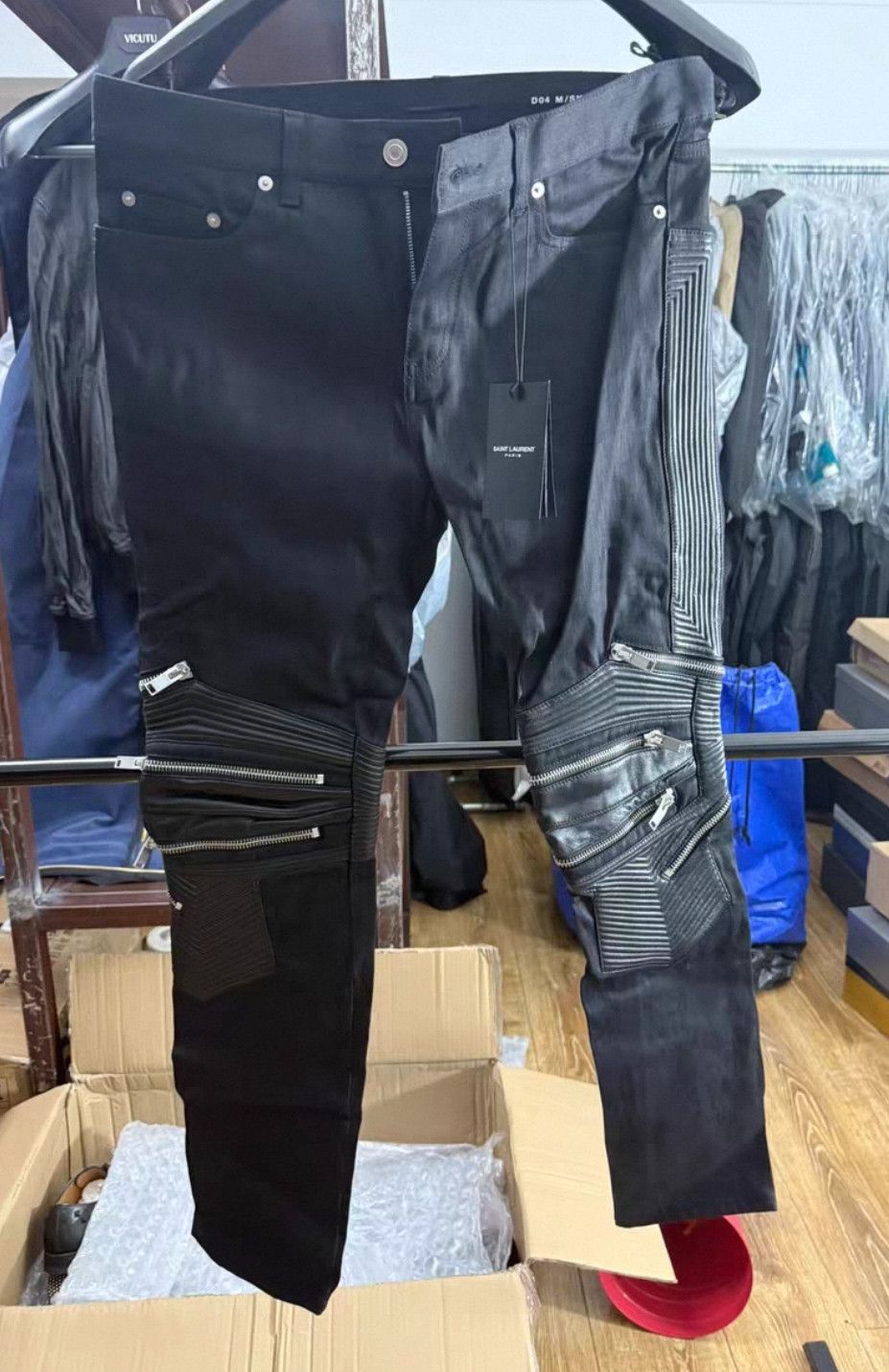 Saint Laurent Paris Saint Laurent Paris D04 split leather brushed wax jeans. Size US 32 / EU 48 - 1 Thumbnail