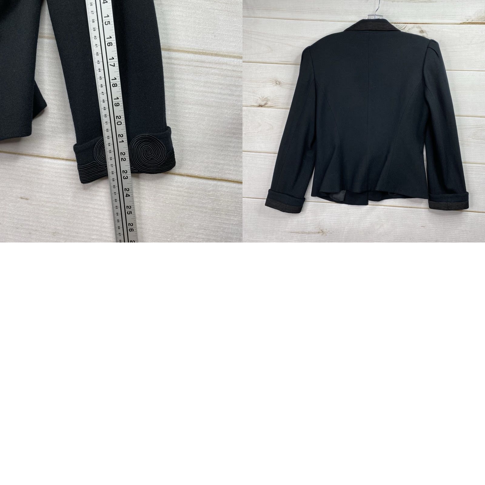 Vintage VINTAGE Nolan Miller Blazer Women 10 Black Embroidered Shoulder Lined Wool 100% Wool Notch Lapel Single-Breasted 80s Fashion Womens Size L / US 10 / IT 46 - 9 Thumbnail