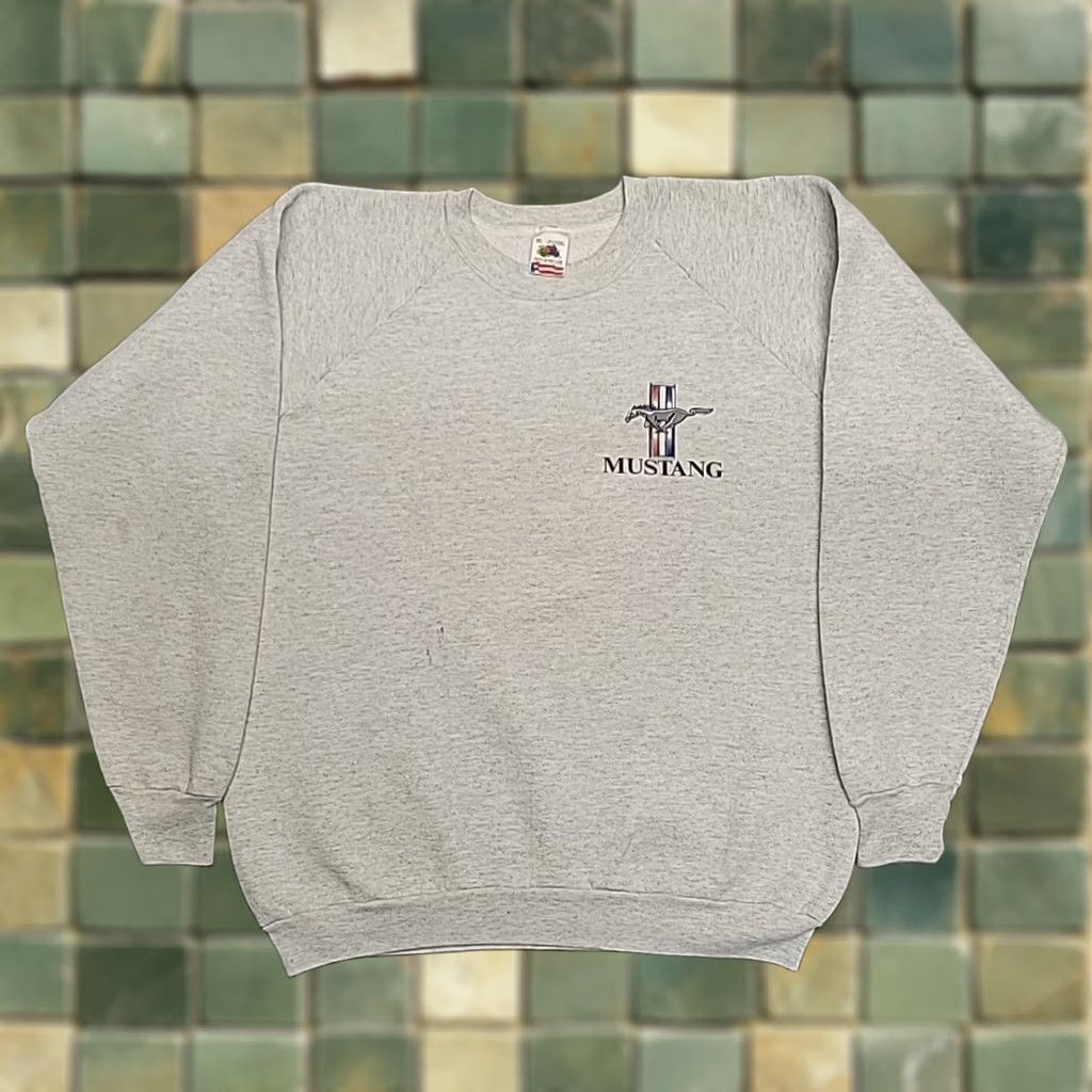 Fruit Of The Loom VINTAGE Ford Mustang Sweatshirt Men XL Gray Made in USA Crewneck Fleece Size US XL / EU 56 / 4 - 1 Thumbnail