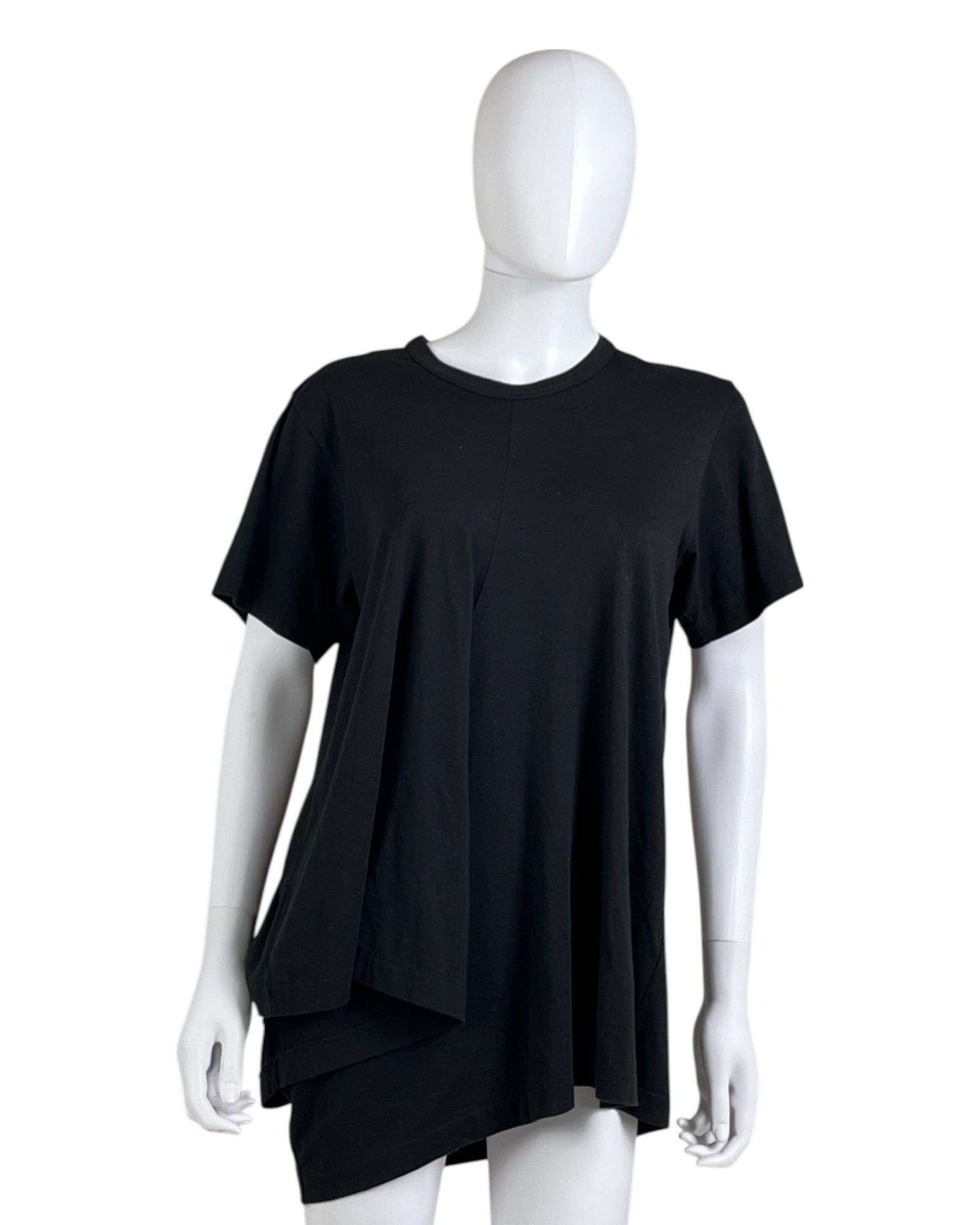 Comme des Garcons S/S 2023 Black Asymmetric Ruffle T-Shirt Size L / US 10 / IT 46 - 1 Thumbnail