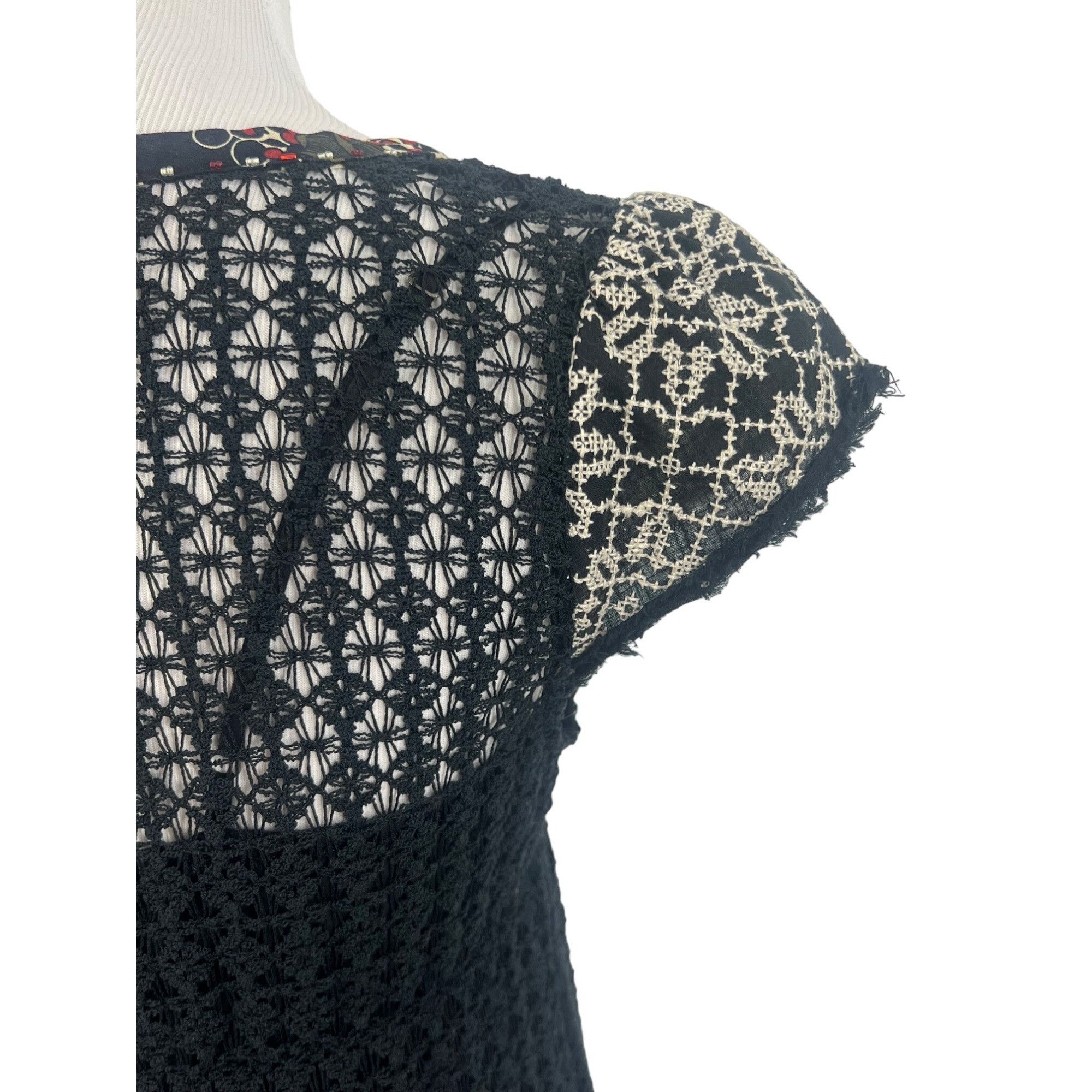 Free People VTG Free People Black Crochet Drop Waist Mini Dress| Whimsig Size M / US 6-8 / IT 42-44 - 11 Thumbnail