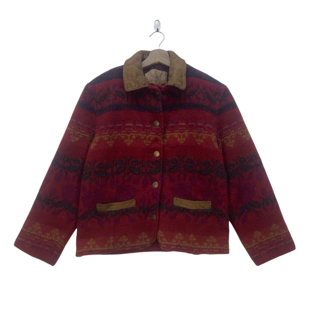 Woolrich Woolen Mills Vintage Woolrich Red Floral Native Wool Jacket Coat Size S / US 4 / IT 40 - 1 Thumbnail