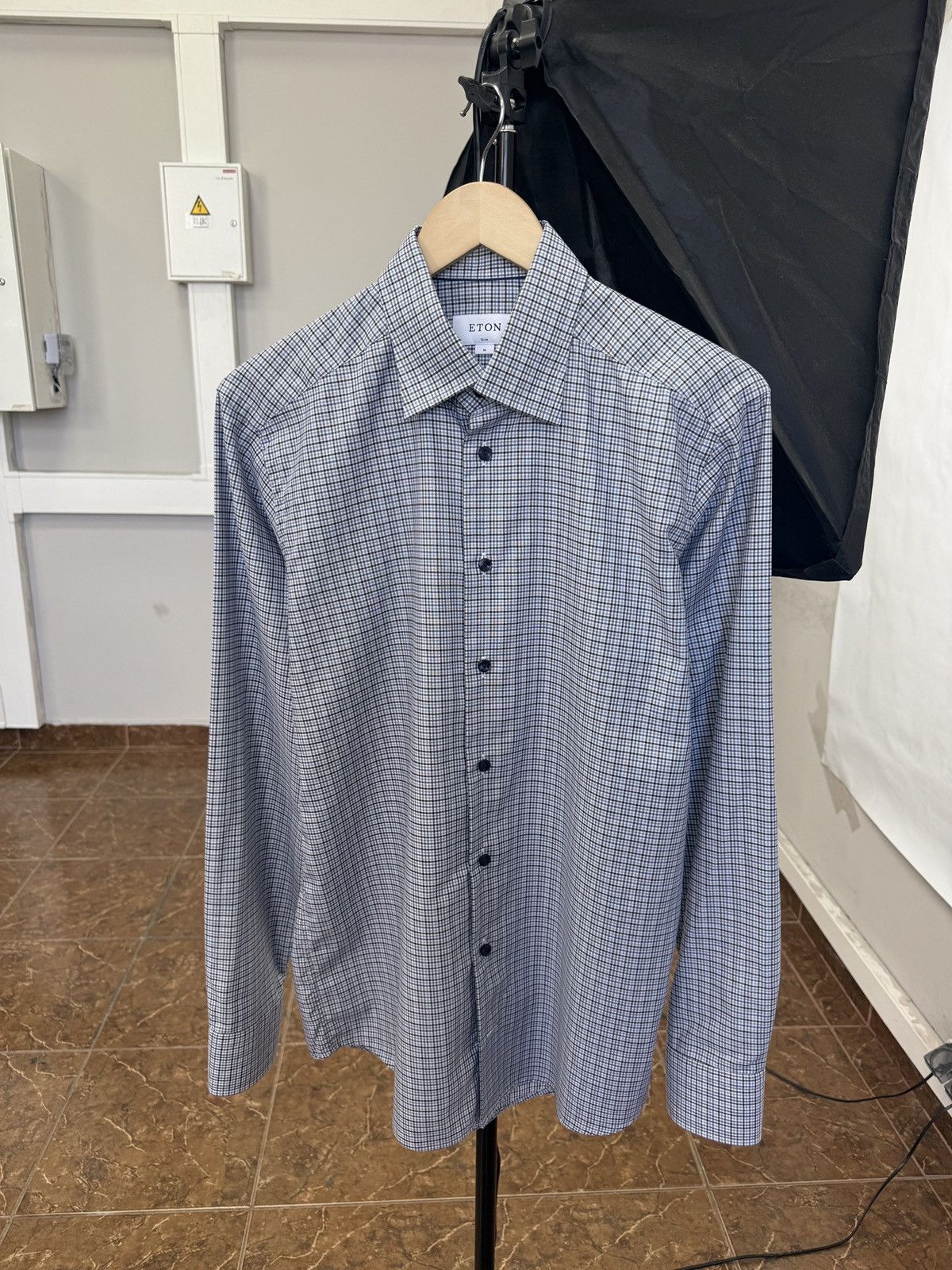 Etro 🇮🇹 Eton Slim Fit Micro Check Dress Luxury Shirt Rare Size US M / EU 48-50 / 2 - 1 Thumbnail