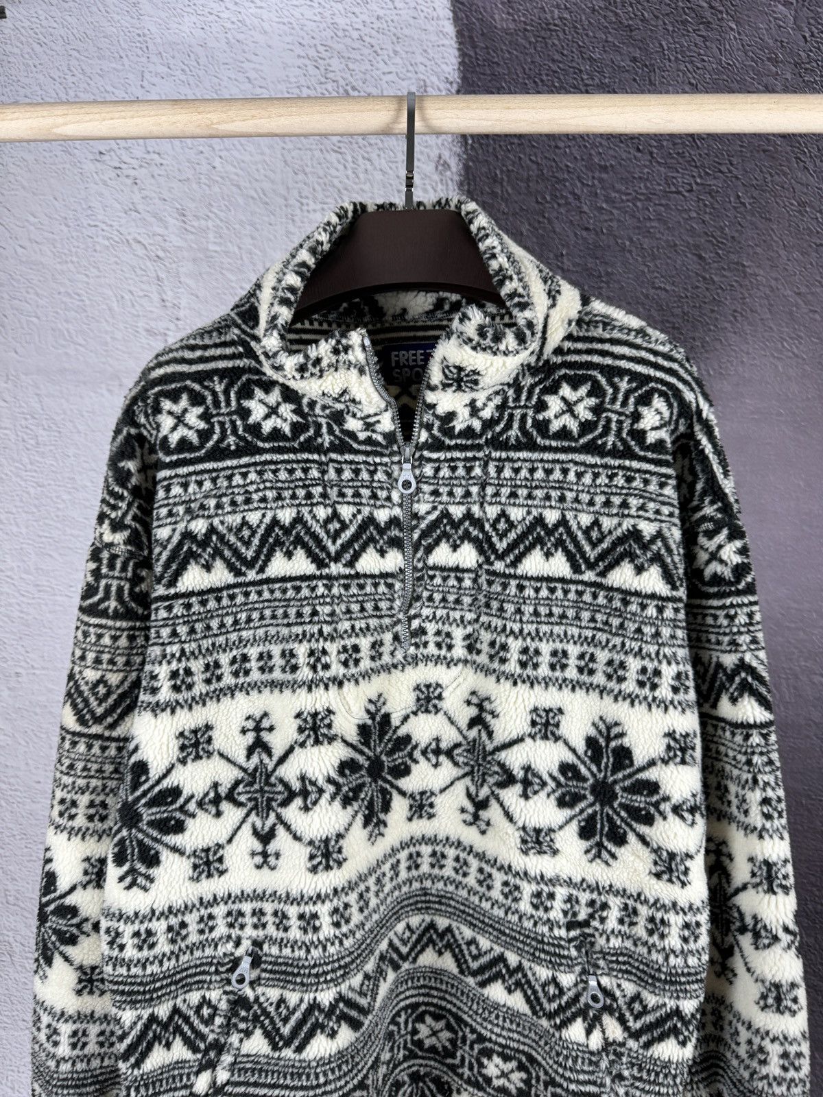 Vintage Vintage 90s Full Print half zip riri American fleece Size US M / EU 48-50 / 2 - 7 Thumbnail