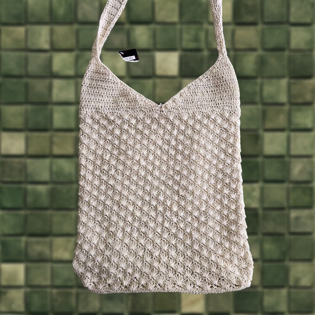 Vintage VINTAGE 90s Y2k Crochet Beige Shoulder Bag boho Festival Women Size ONE SIZE - 1 Thumbnail