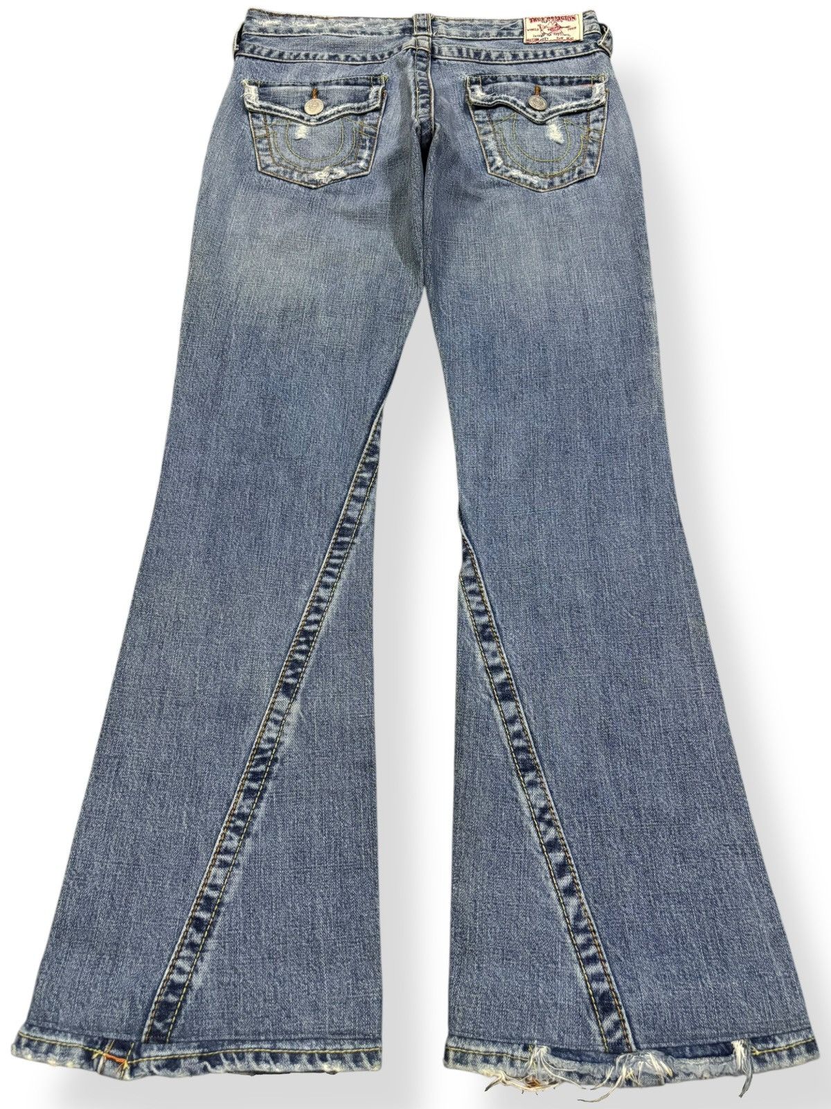 True Religion Vintage True Religion Joey Patchwork Distressed Flare Jeans Size US 28 / EU 44 - 2 Thumbnail