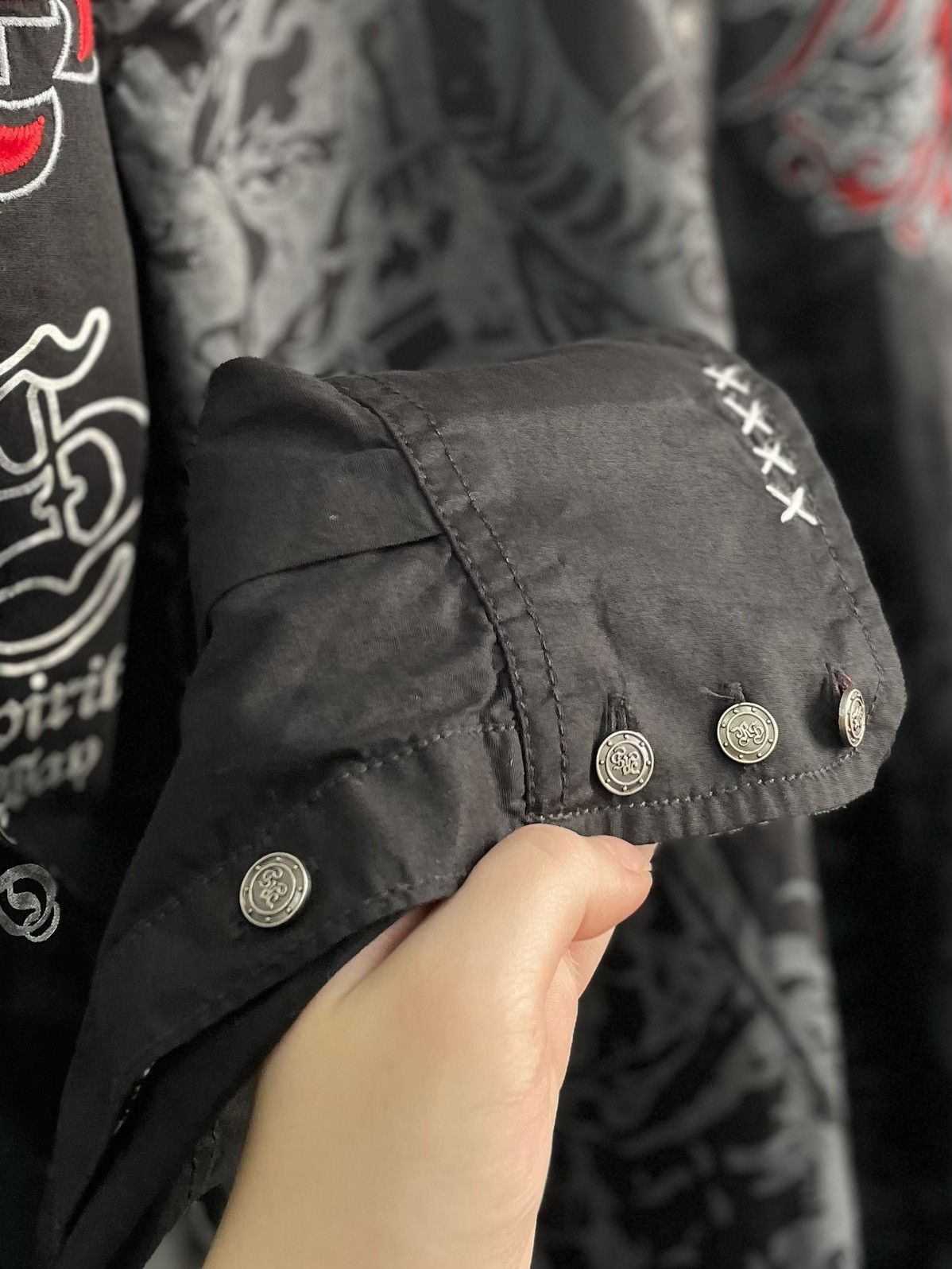 If Six Was Nine Rare japanese Affliction style skull grunde shirt button up Size US L / EU 52-54 / 3 - 9 Thumbnail