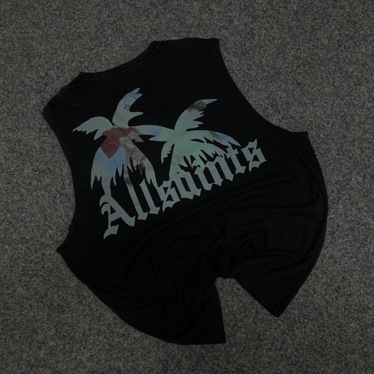 Allsaints Luxury Allsaints Tank Top Sleeves Big Logo Trashed 00s USA Size US XL / EU 56 / 4 - 1 Thumbnail