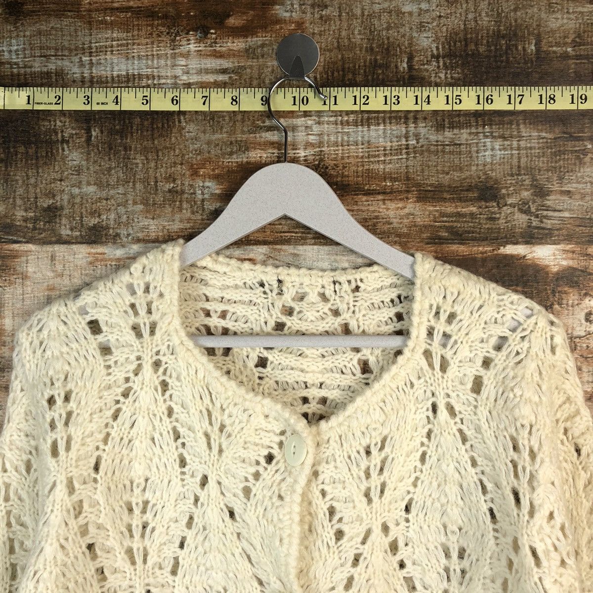 Japanese Brand Japan Patterned Cardigans crochet meshnet Knitwear #A1473 Size S / US 4 / IT 40 - 4 Thumbnail