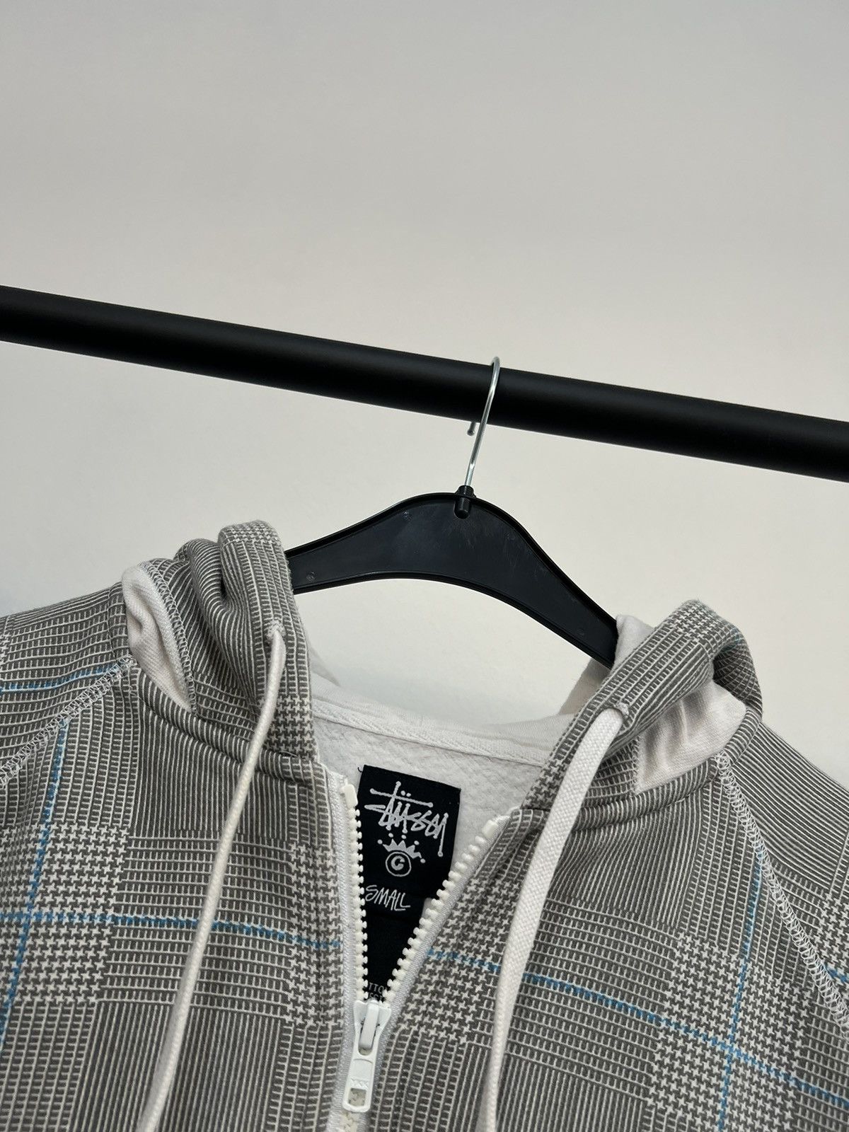 STUSSY sweatshirt pullover hoodie, men's size L cotton Mint green Vintage Second Hand