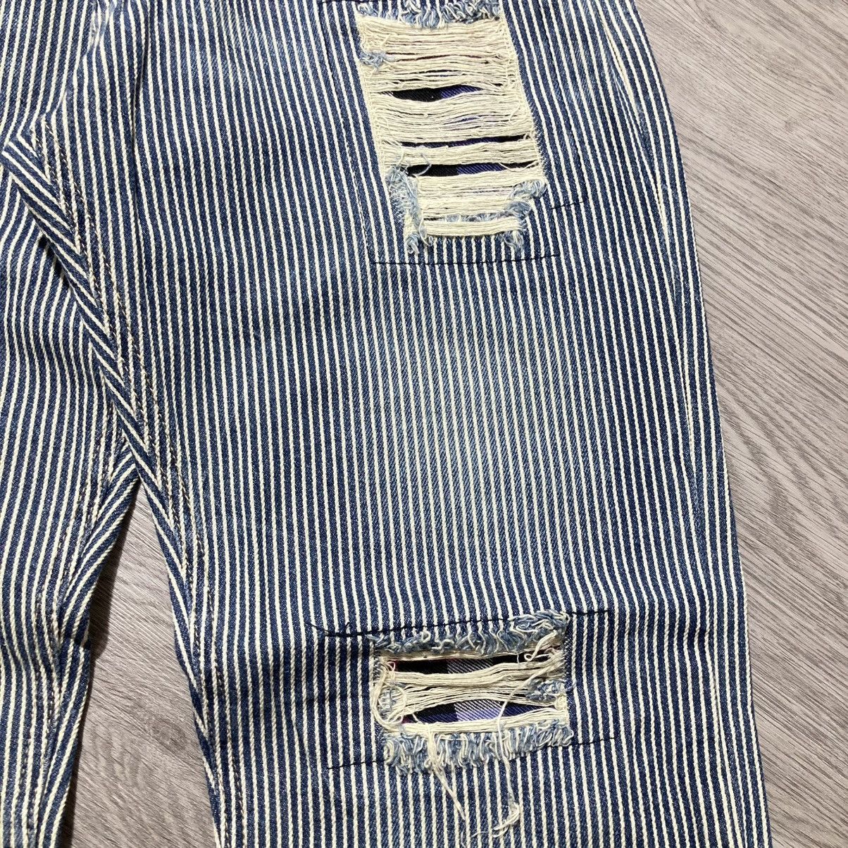 Japanese Brand 2000s Japanese Brand Double Waist Ripped Striped Pants Size US 29 - 9 Thumbnail