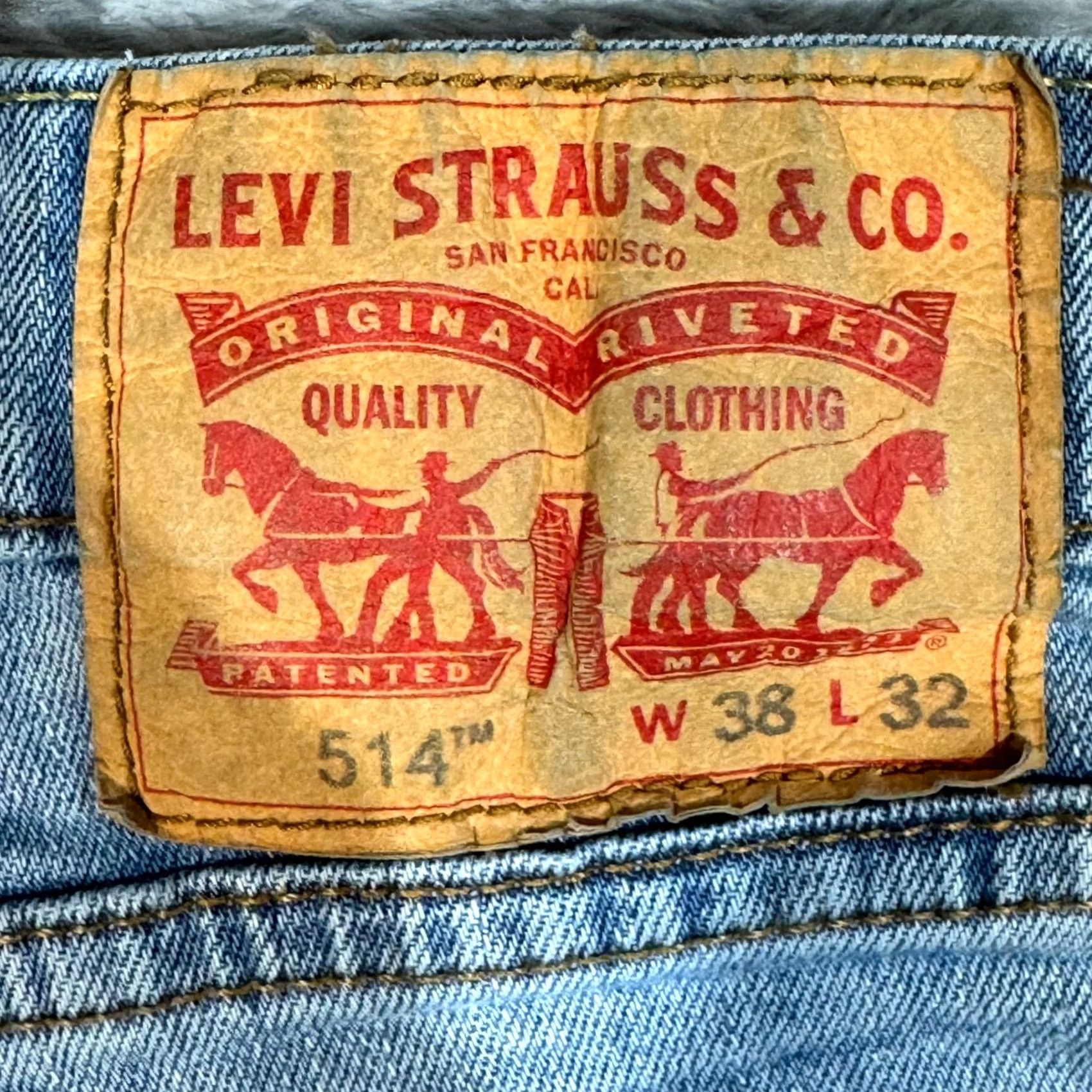 Levi's Levi's 514 Jeans 38 X 32 Blue Denim Stretch Mid-Rise Straight Mens Regular Fit Size US 38 / EU 54 - 3 Thumbnail