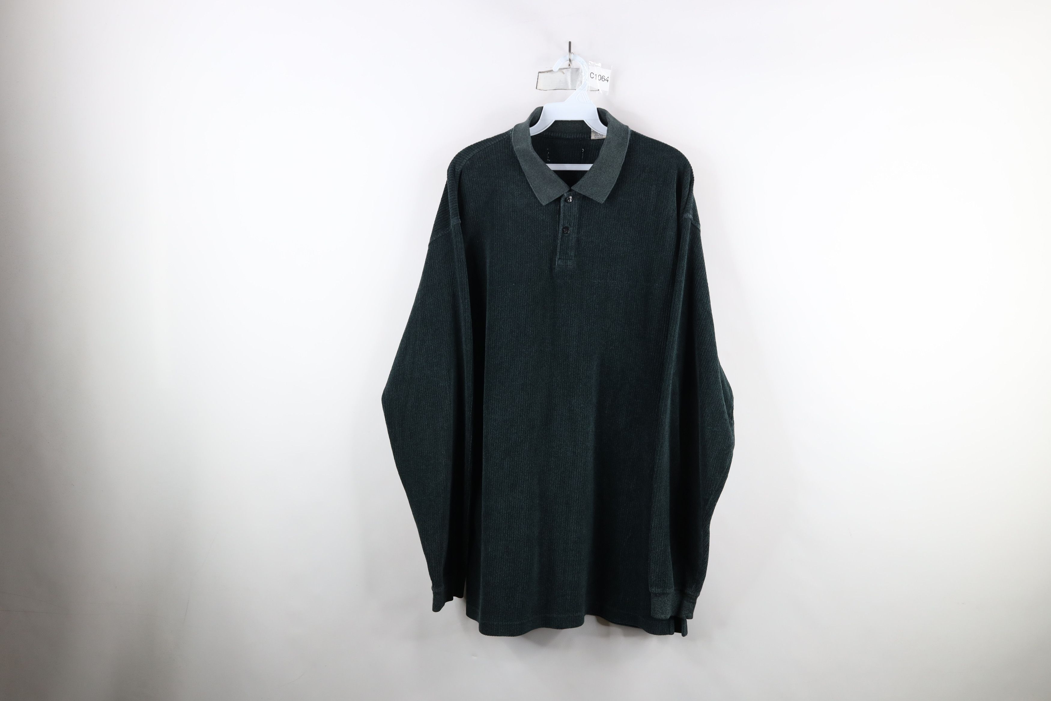 Vintage Vintage 90s Streetwear Ribbed Collared Long Sleeve Polo Size US XL / EU 56 / 4 - 1 Thumbnail