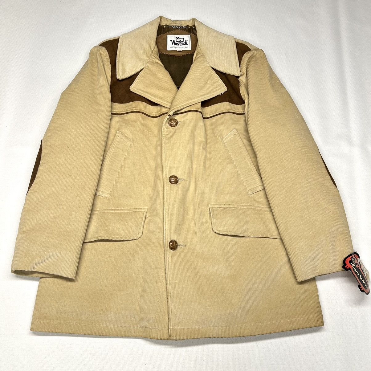 Vintage × Woolrich Woolen Mills VTG Woolrich Jacket Coat Corduroy Wool Lined Plaid Beige Size US S / EU 44-46 / 1 - 1 Thumbnail