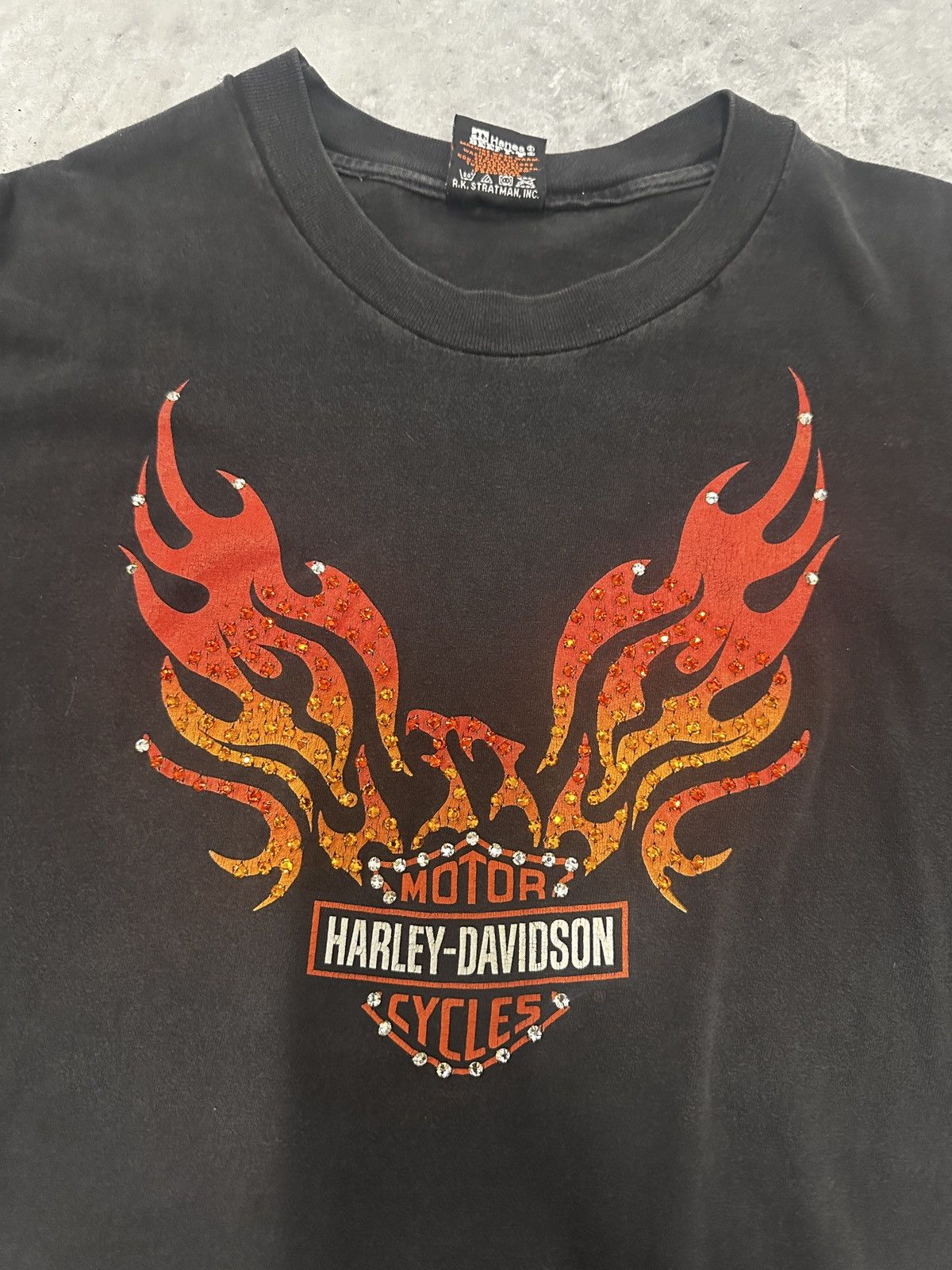 Vintage Harley-Davidson Flames Rhinestone Custom Tee – XL Size US XL / EU 56 / 4 - 2 Thumbnail
