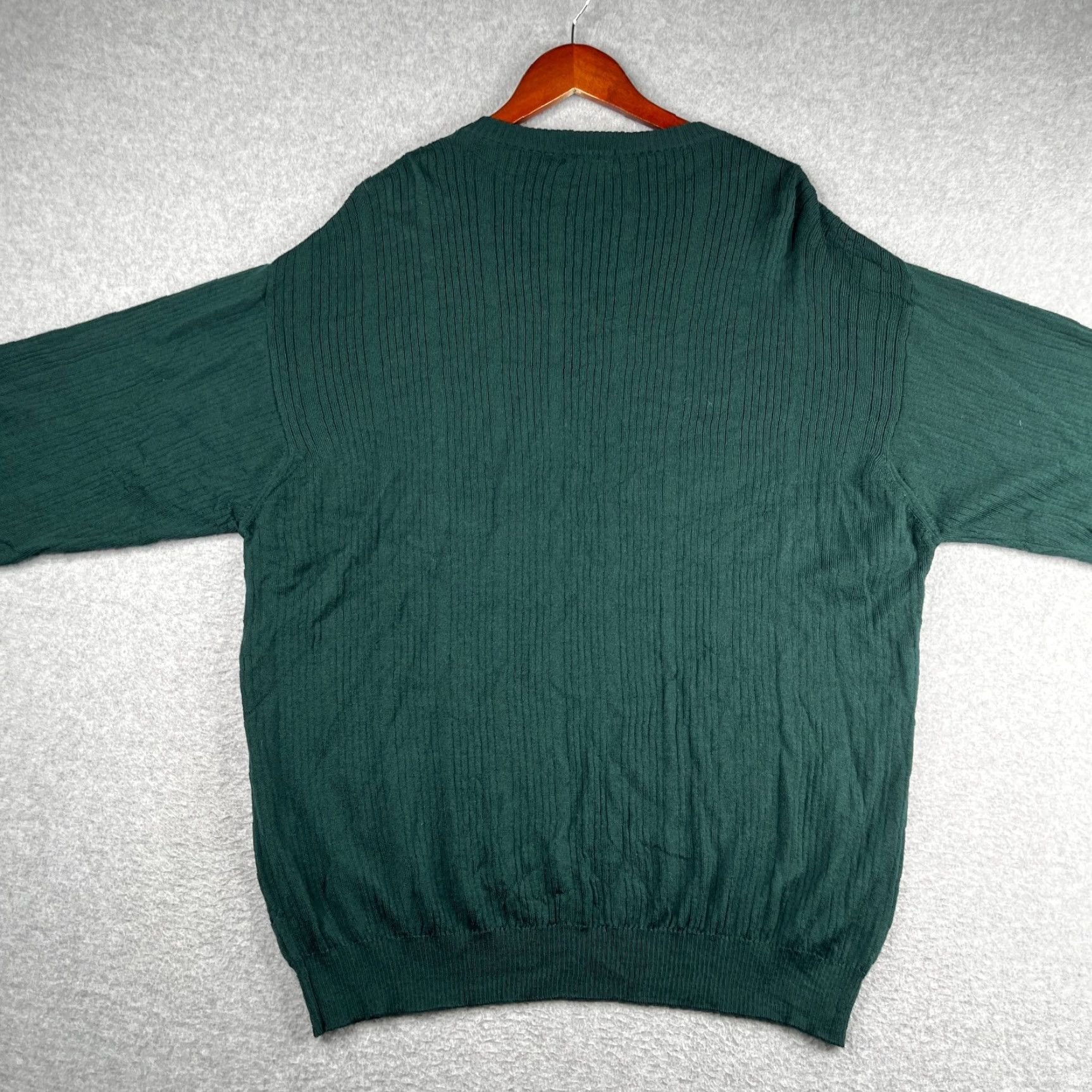 Vintage Cellinni Mirino Wool Knit Sweater XL Green V Neck Long Sleeve Italy Made Mens Size US XL / EU 56 / 4 - 4 Thumbnail