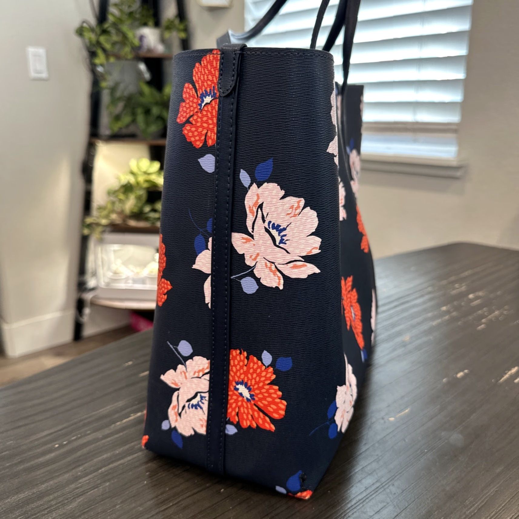 Vintage KATE SPADE Bleecker Dotty Floral Large Tote Parisian Navy Multi Women's Handbag Size ONE SIZE - 3 Thumbnail
