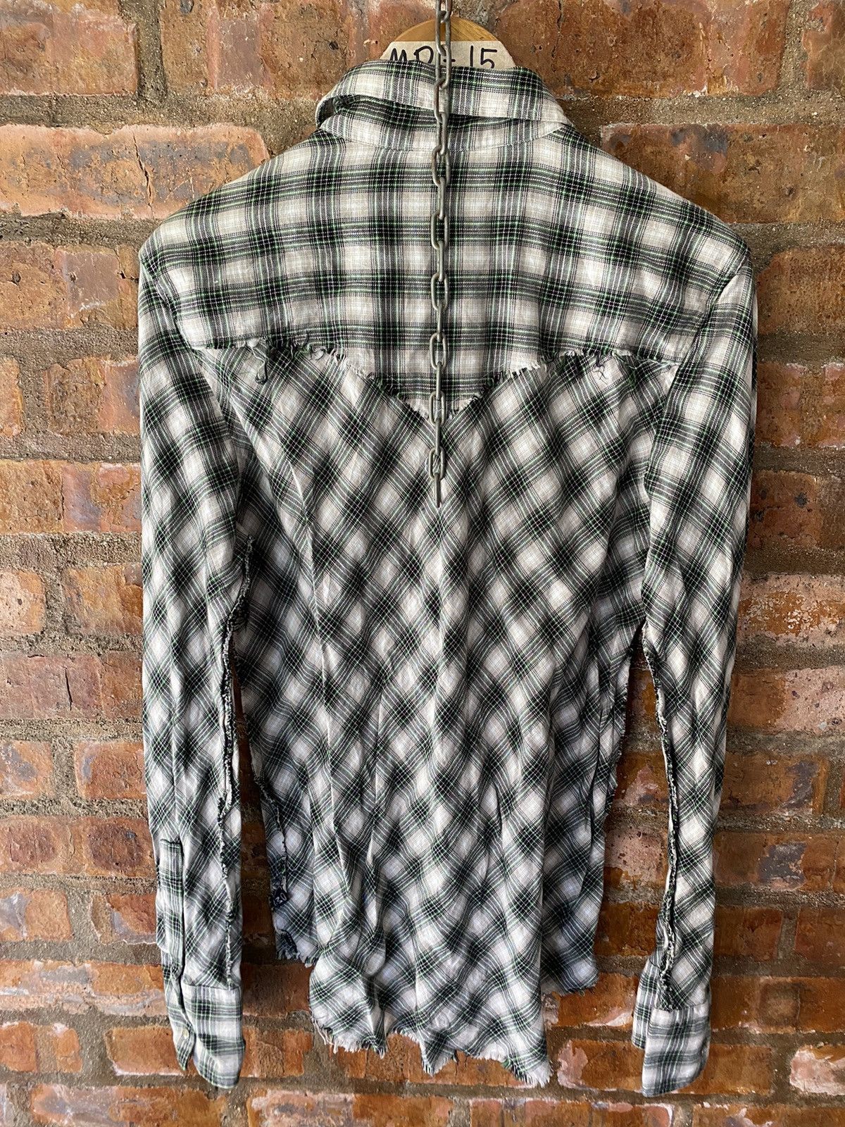 5351 POUR LES HOMMES 2000s Morgan Home Unfinished fringe shadow shirt Size US M / EU 48-50 / 2 - 14 Thumbnail