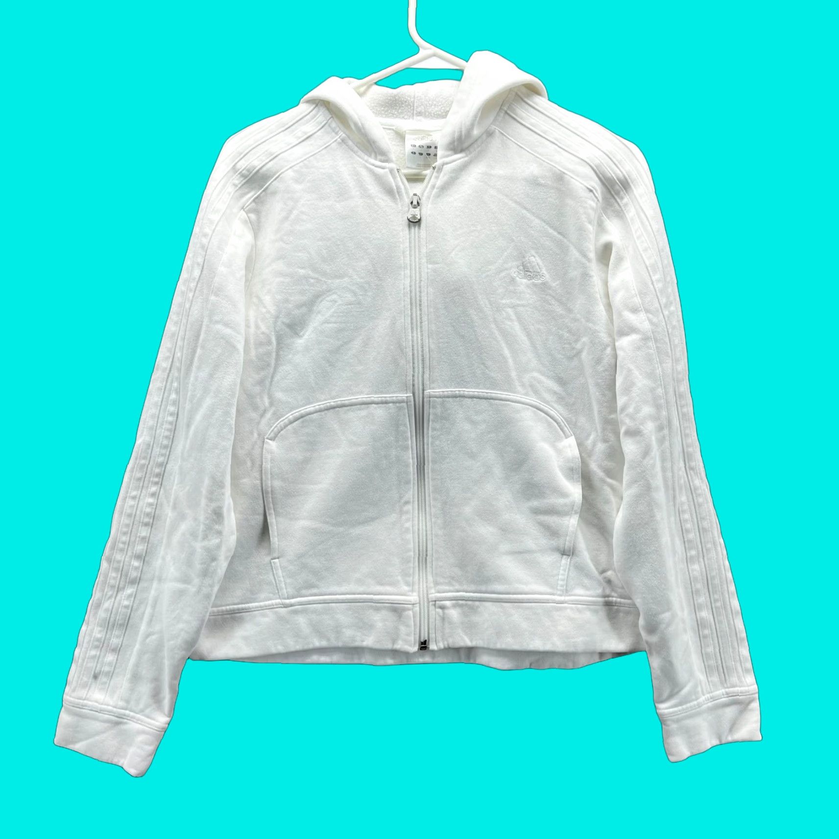 Adidas VINTAGE Adidas Sweater Women Large White Full Zip Hoodie Jacket Trefoil Folding? Size L / US 10 / IT 46 - 1 Thumbnail