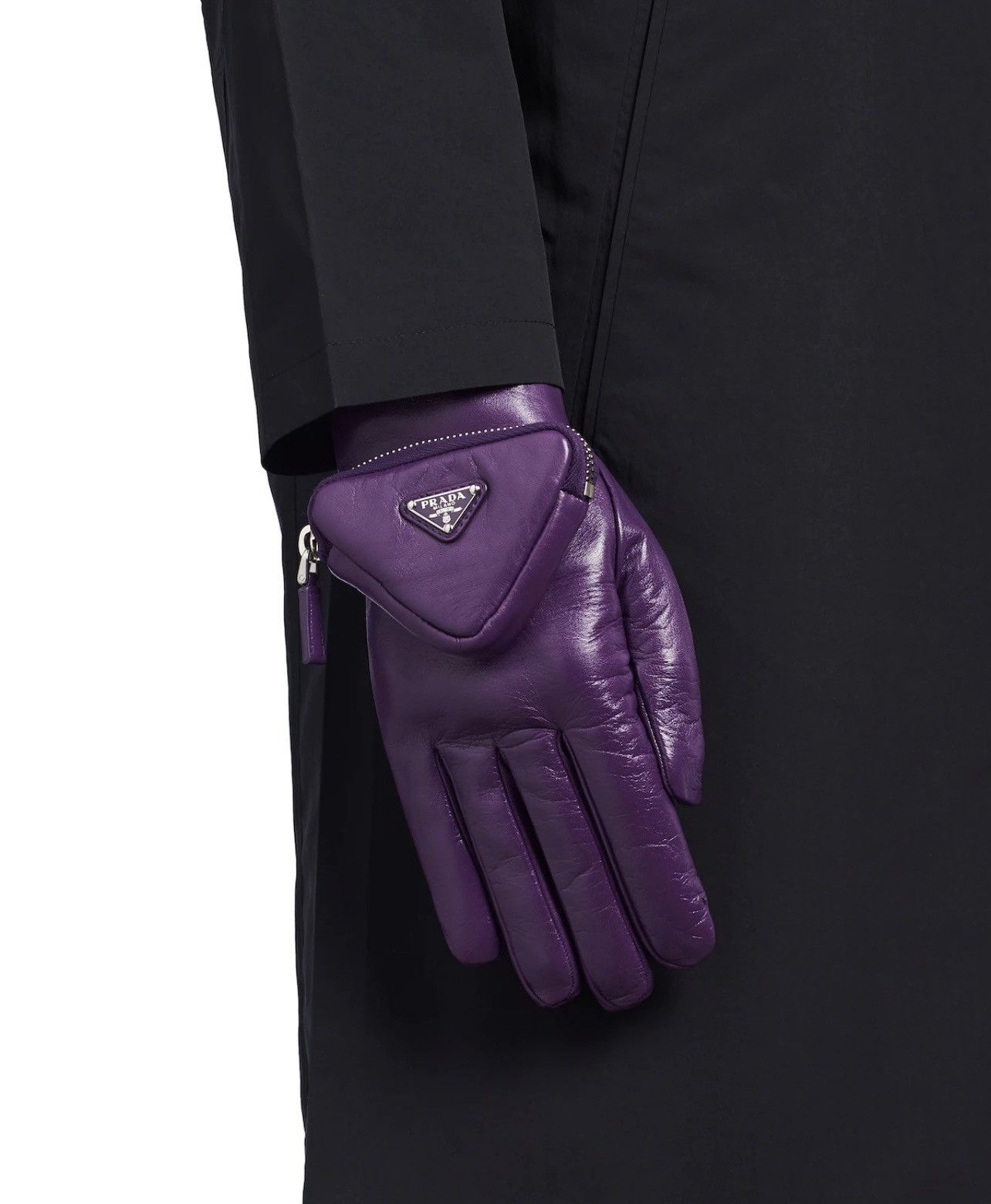 🔥 Prada x RAF Simons triangle pouch leather gloves