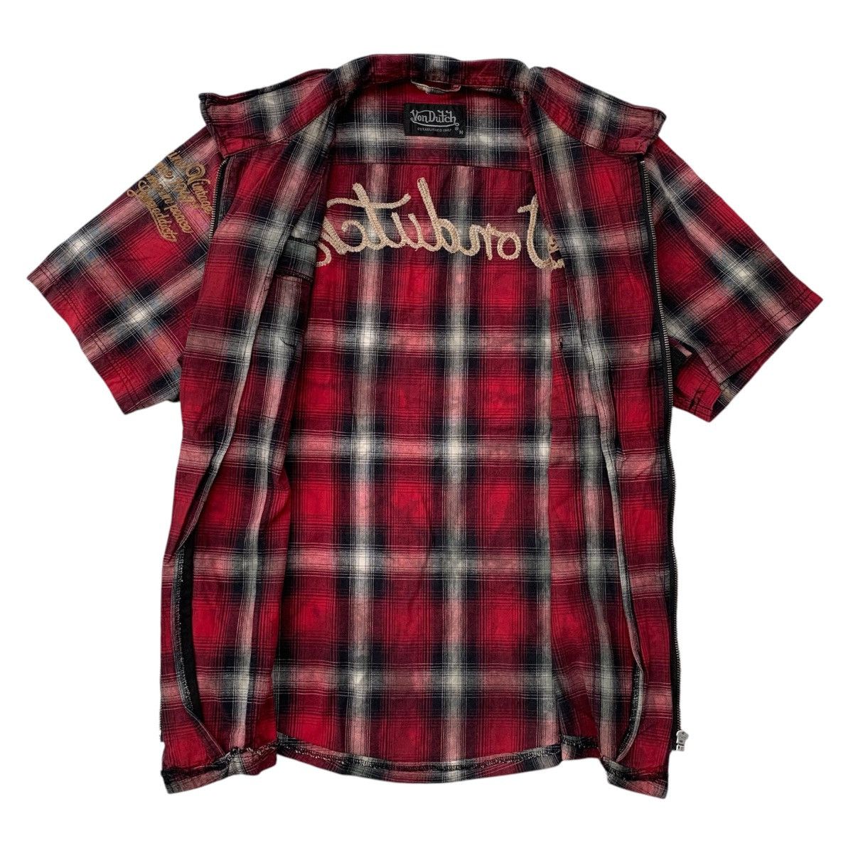Japanese Brand × Von Dutch Von Dutch Embroidered Ziper Flanel Shirt🏁 Size US M / EU 48-50 / 2 - 9 Thumbnail