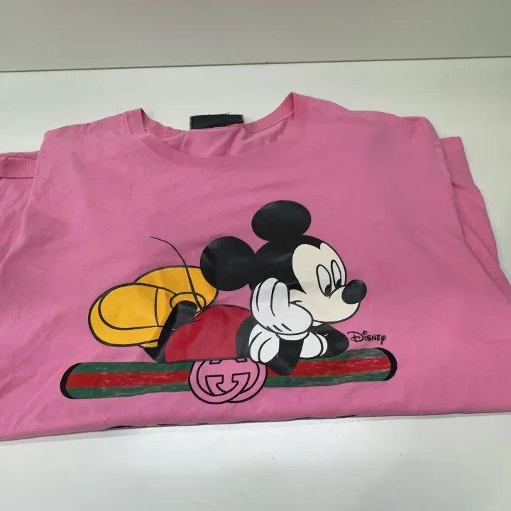 GUCCI x Disney Mickey Print Pink T-Shirt-2507