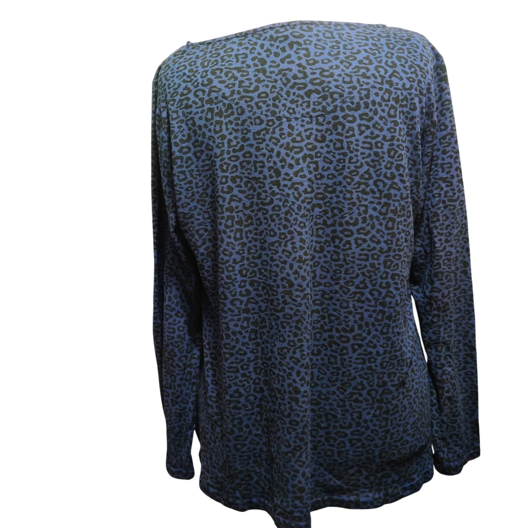 Other Mario Serrani Italy L Blue Black Leopard Print Long Sleeve S Size L / US 10 / IT 46 - 3 Thumbnail