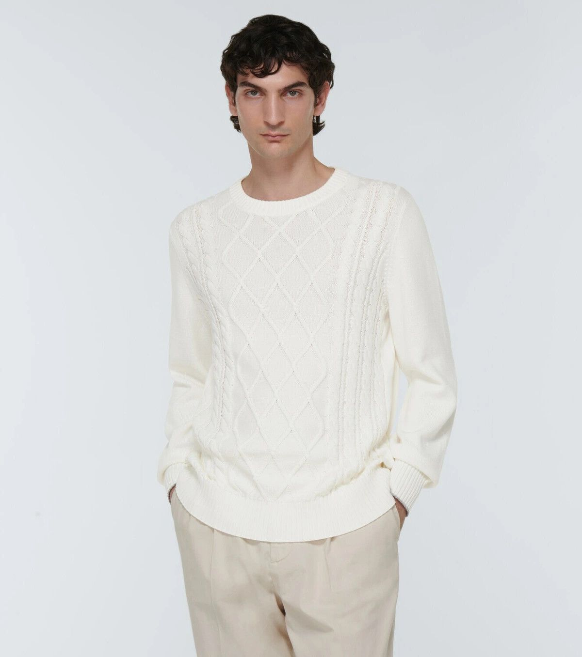 Brunello Cucinelli o1y0526 Crewneck Sweater in White Size US L / EU 52-54 / 3 - 4 Thumbnail