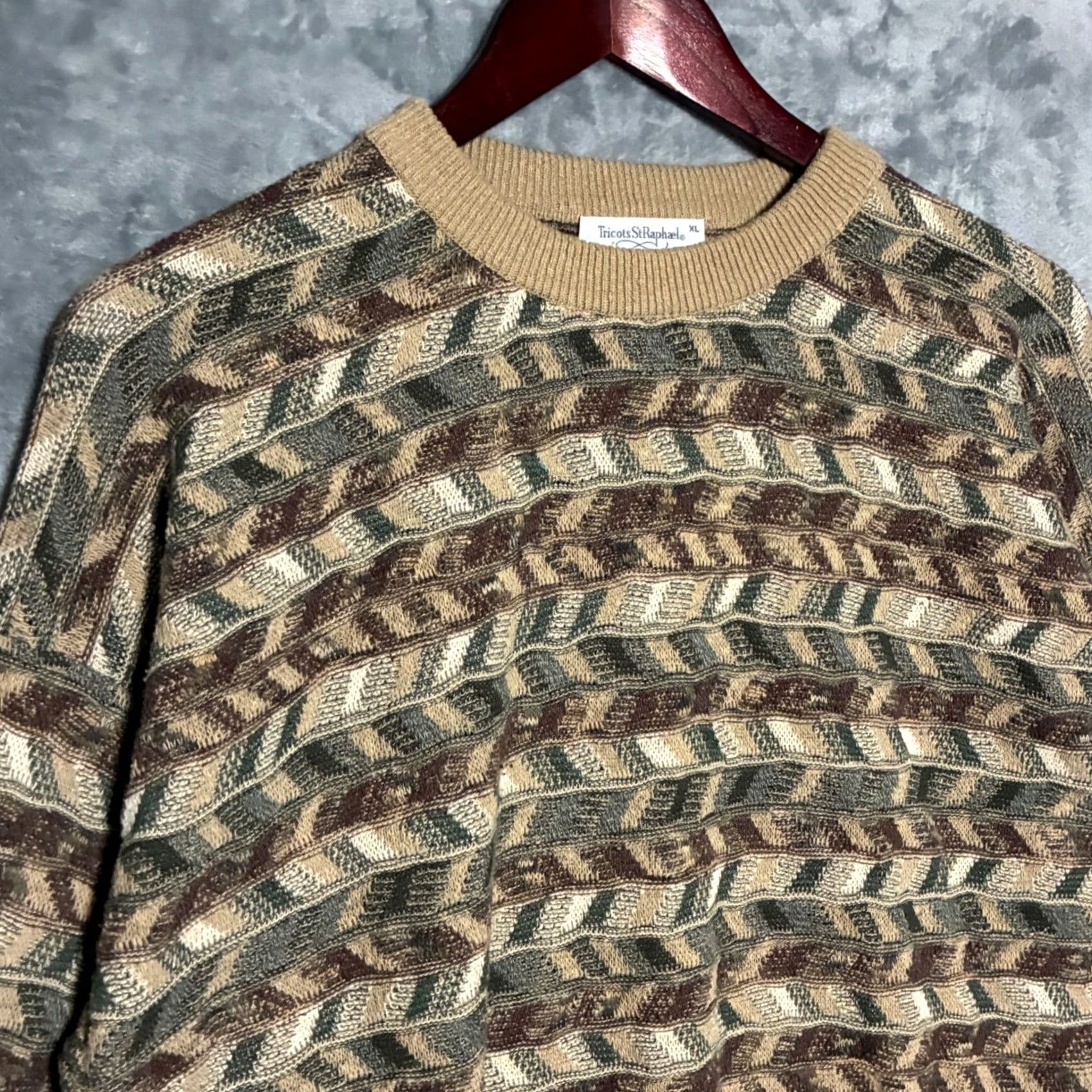 Vintage VINTAGE Tricots St Raphael Bloomingdale's Geometric Knit Sweater Men's XL Brown Size US XL / EU 56 / 4 - 3 Thumbnail