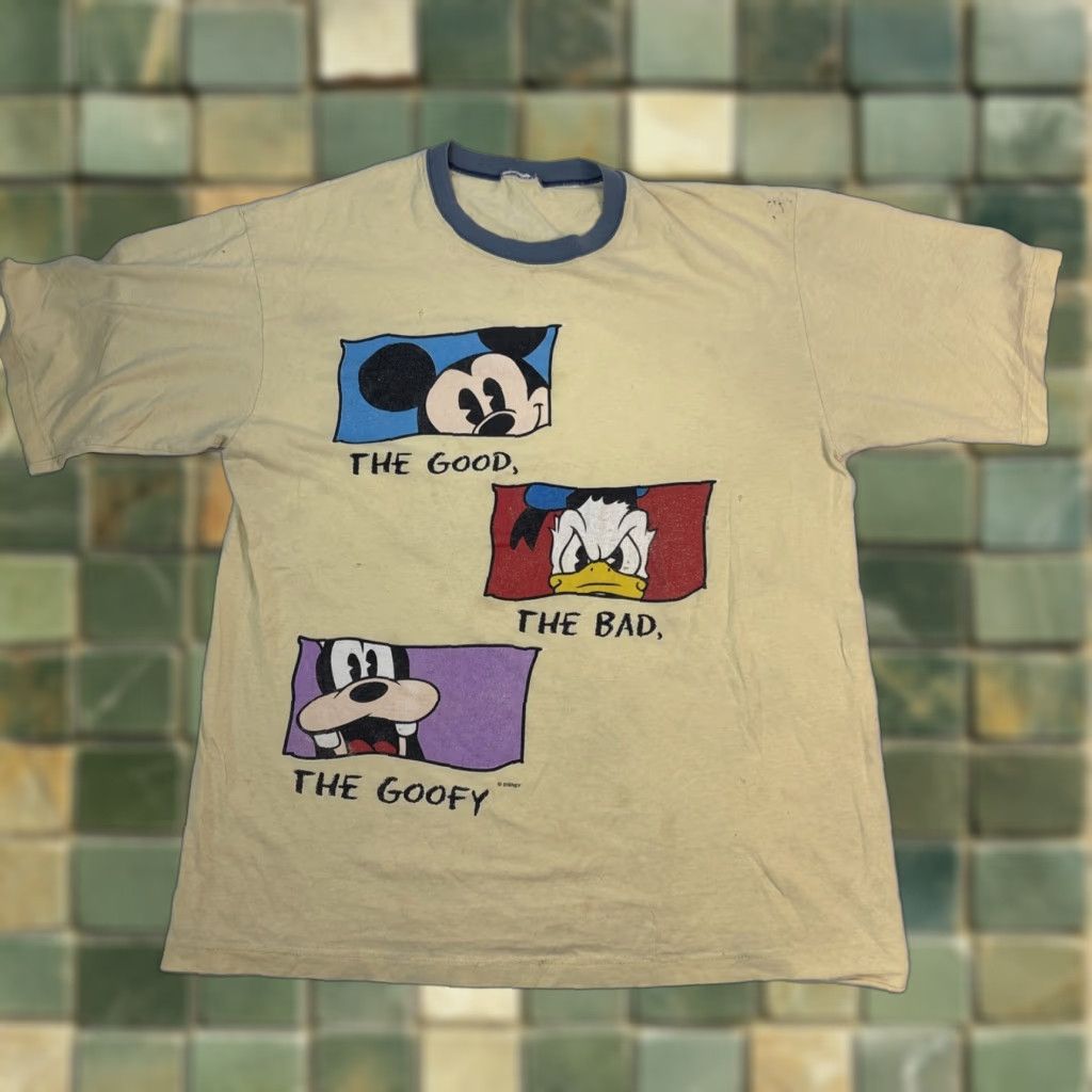 Disney VINTAGE Disney T-Shirt Men’s XL Goofy Yellow The Good The Bad The Goofy Size US XL / EU 56 / 4 - 1 Thumbnail