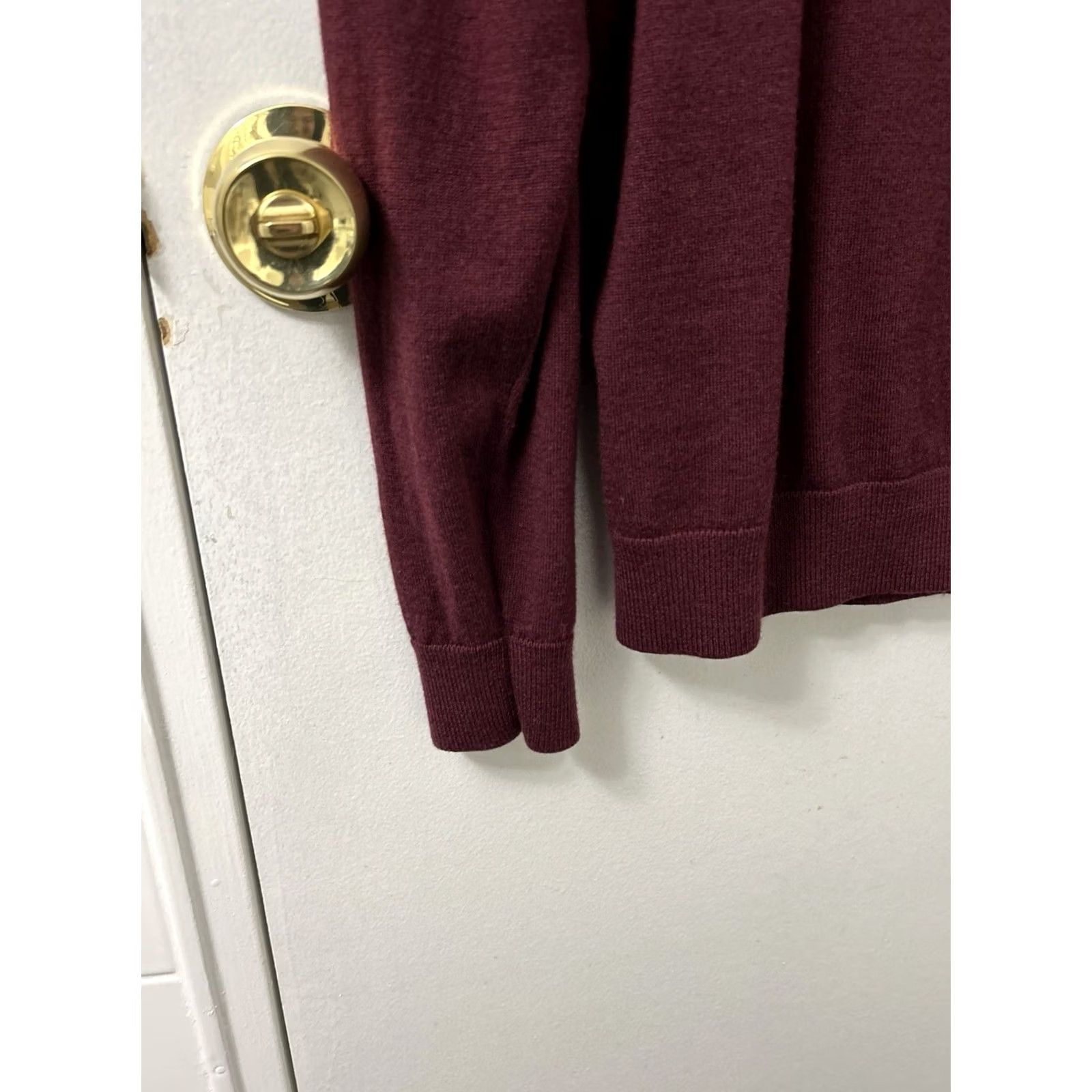 Nordstrom Nordstrom Mens XL Burgundy 100% Italian Merino Wool 1/4 Zip Sweater Pullover L/S Mock Neck Regular Fit Dry Clean Only Size US XL / EU 56 / 4 - 5 Thumbnail