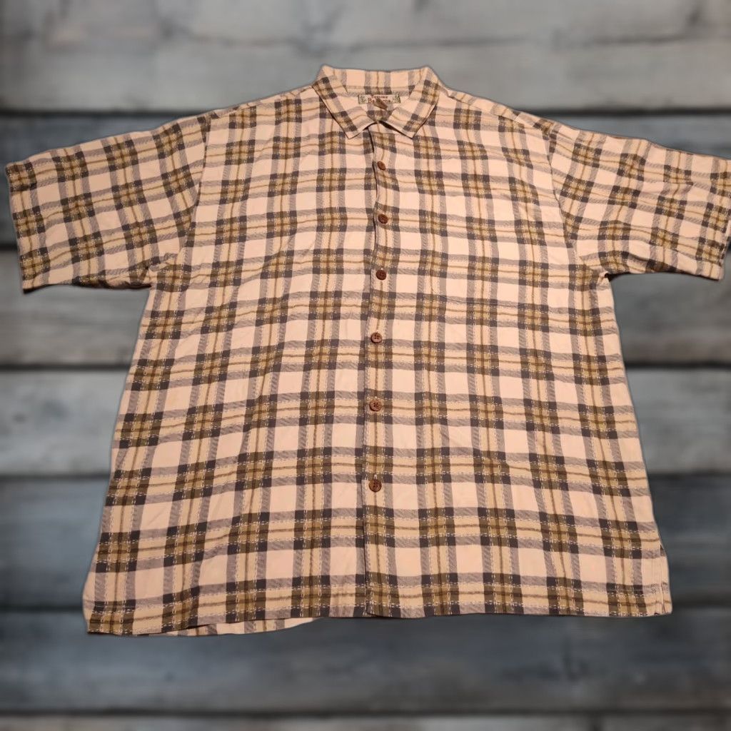 Tommy Bahama VINTAGE Tommy Bahama Men’s Short Sleeve Button Shirt 100% Silk Green Plaid Casual Beach Campsite L Size US L / EU 52-54 / 3 - 1 Thumbnail