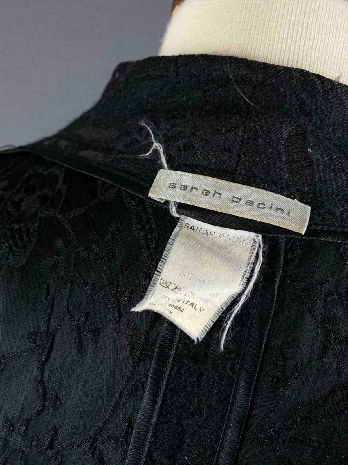 Designer Ladies Sarah Pacini Black Wool Coat Jacket Size 3 Size L / US 10 / IT 46 - 6 Thumbnail