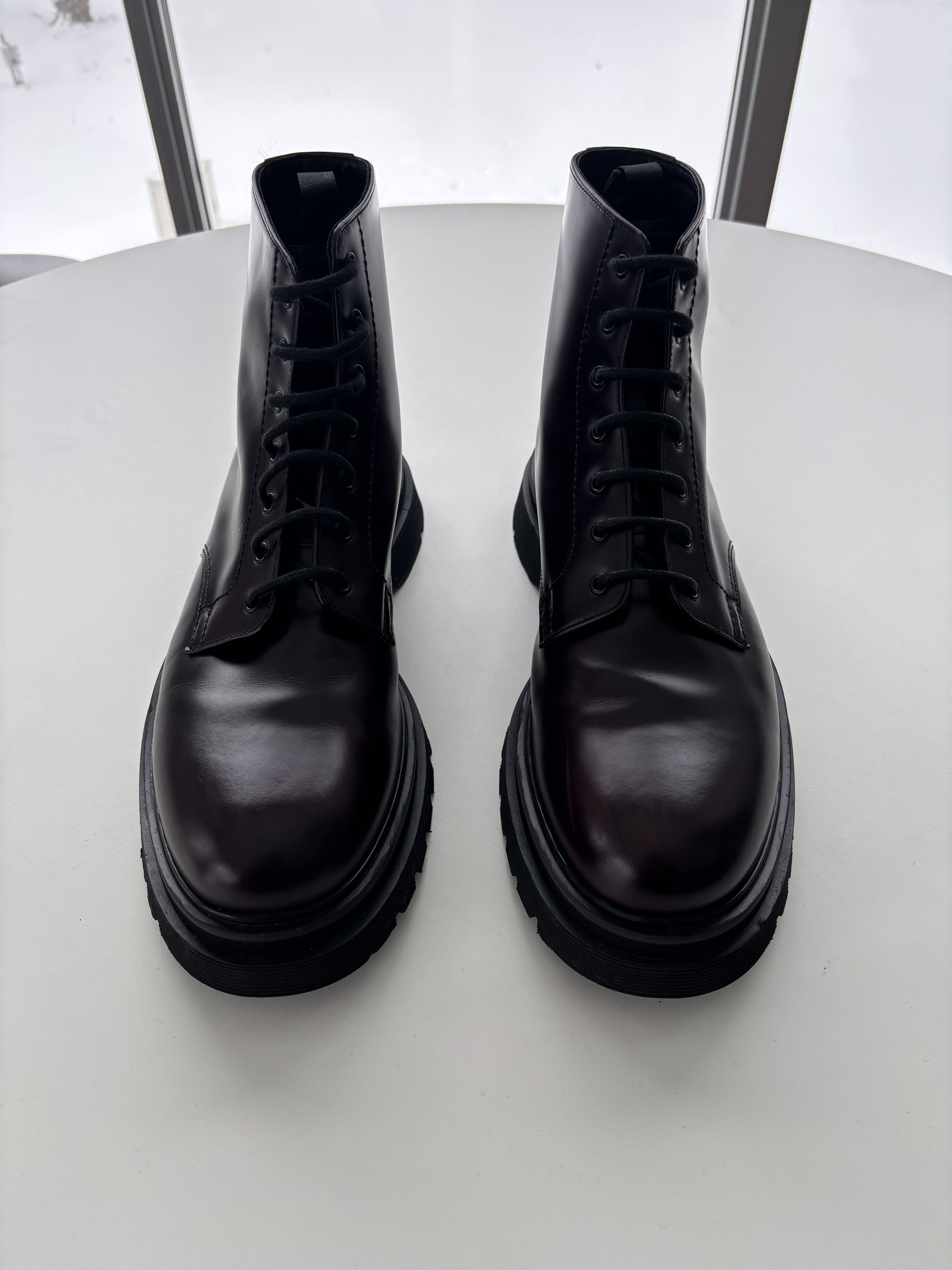 Prada Burgundy Combat Boots Size US 10 / EU 43 - 2 Thumbnail