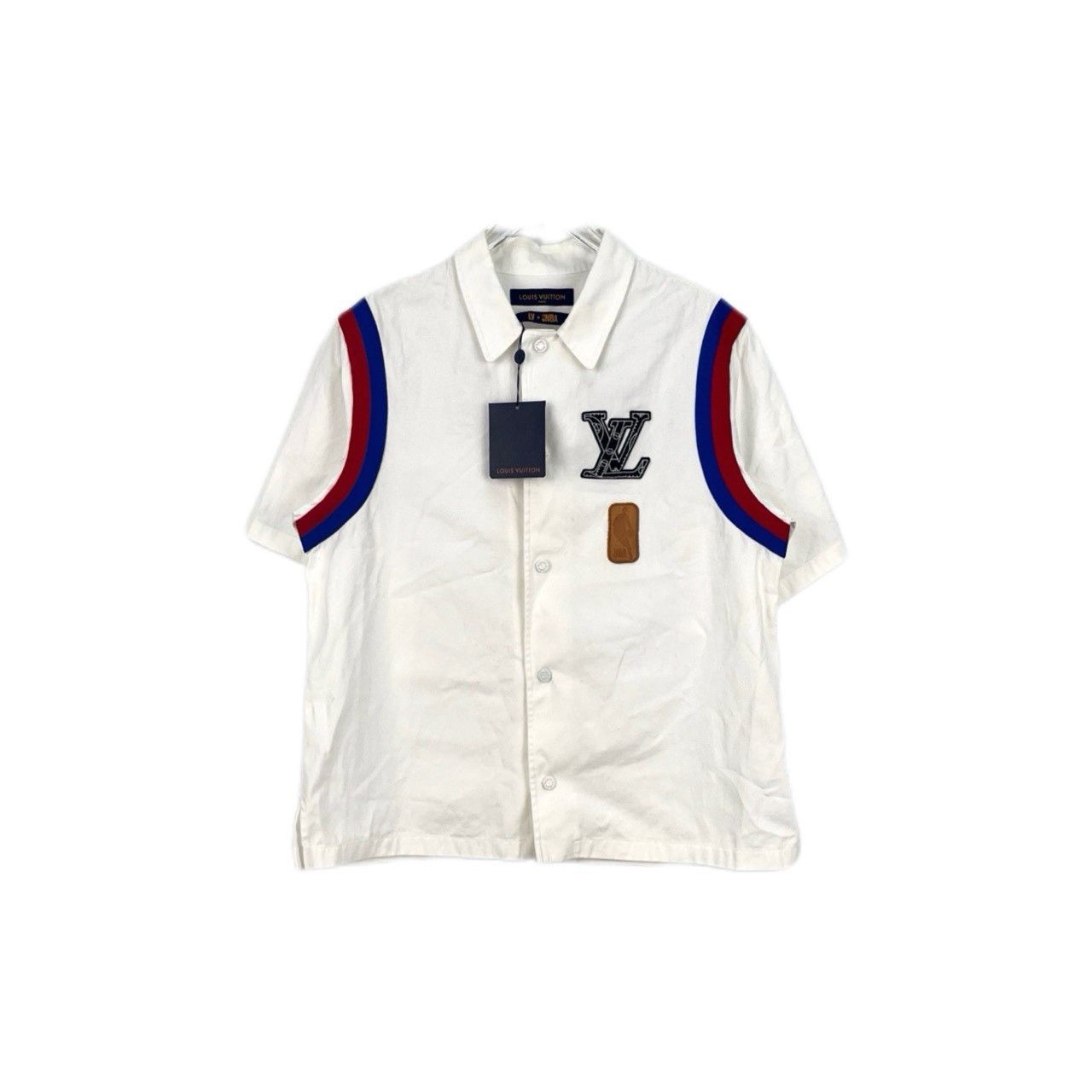 Louis Vuitton Louis Vuitton White NBA leather color logo short sleeve shi Size US XL / EU 56 / 4 - 1 Thumbnail