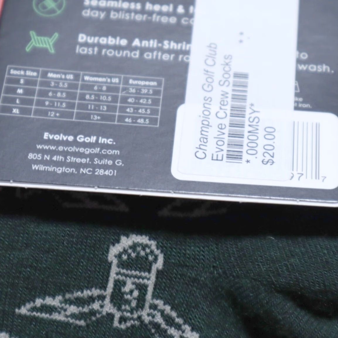 Footjoy Footjoy Champions Golf Club Motion Wool Crew Sock Pair Green Men's L Size ONE SIZE - 4 Thumbnail